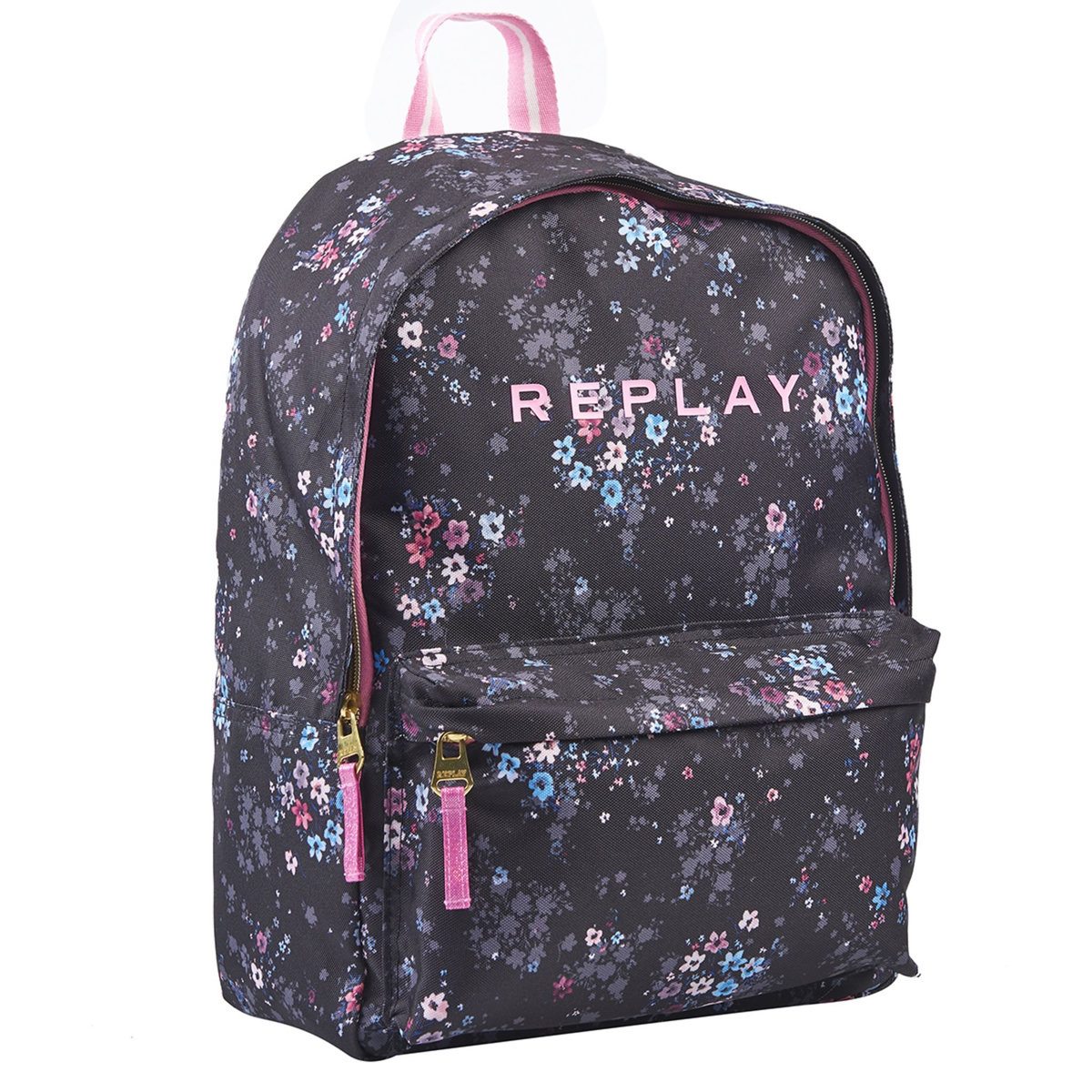 REPLAY Sac à dos 1 compartiment noir motif fleurs REPLAY