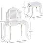 Voir la diapositive 3 : HOMCOM Coiffeuse enfant avec tabouret, miroir triptyque et tiroir coulissant - coiffeuse dim. 63L x 40l x 85,5H cm - MDF blanc acrylique