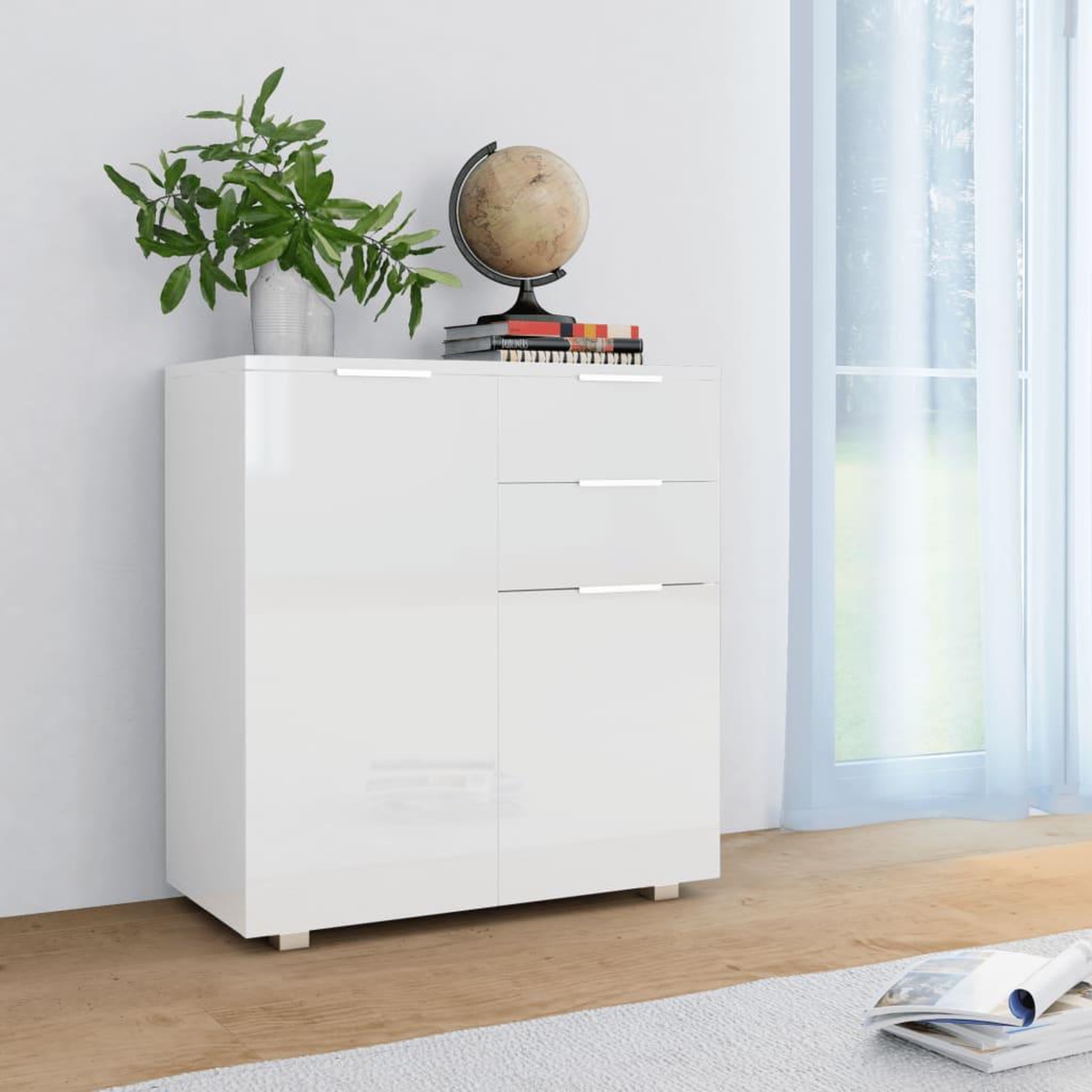 Voir la diapositive 1 : VIDAXL Buffet Blanc brillant 71 x 35 x 80 cm Bois d'ingenierie