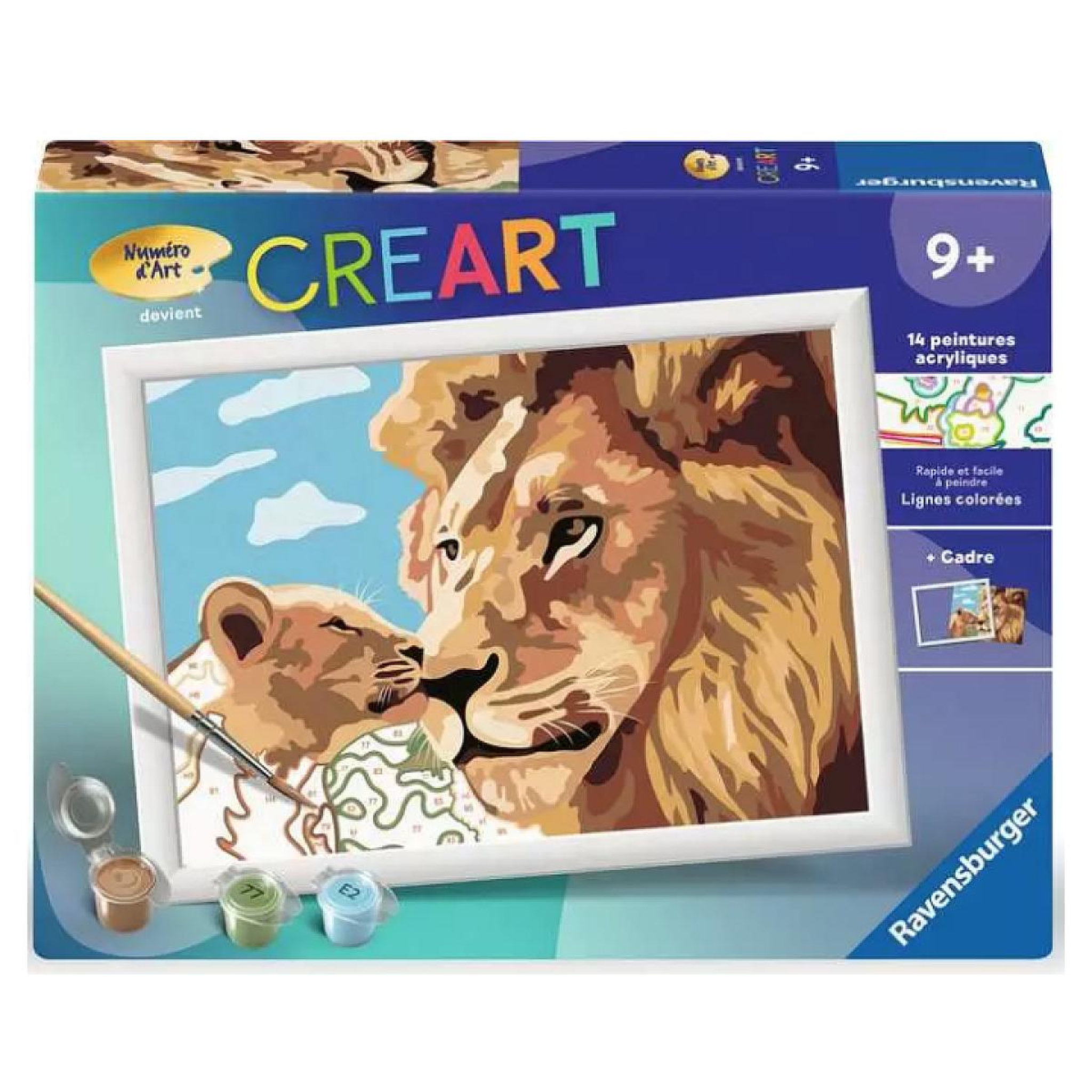 RAVENSBURGER Peinture par numero enfant des 7 ans - CreArt Kids - 18x24 cm - Lion et son bebe