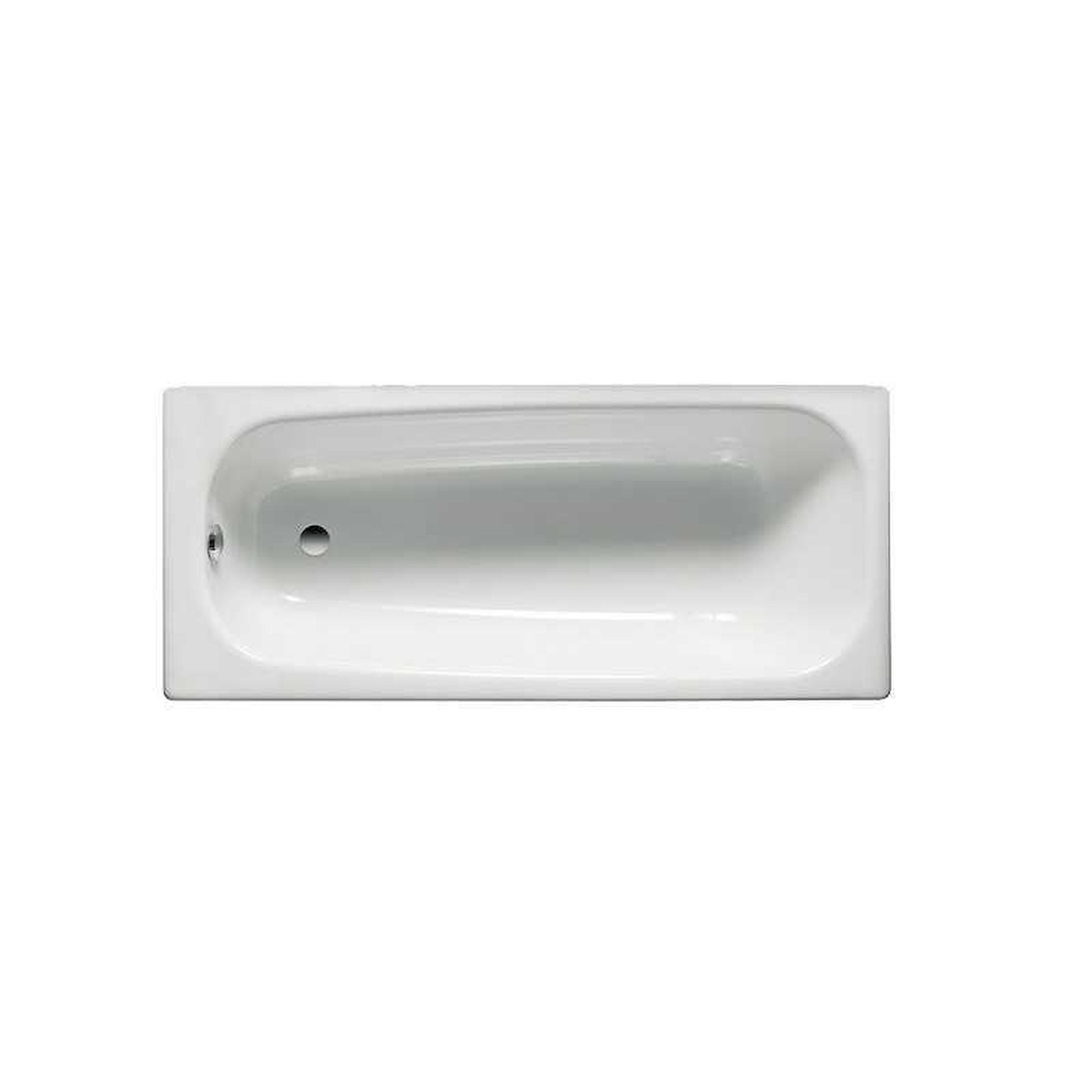 Roca Baignoire rectangulaire acier émaillé blanc 170 x 70 cm, encastrement sur pieds à vis, vidage 55 mm, non percée
