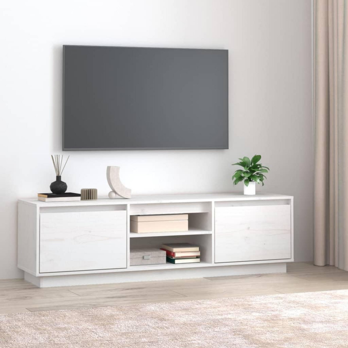 VIDAXL Meuble TV Blanc 140x35x40 cm Bois de pin massif