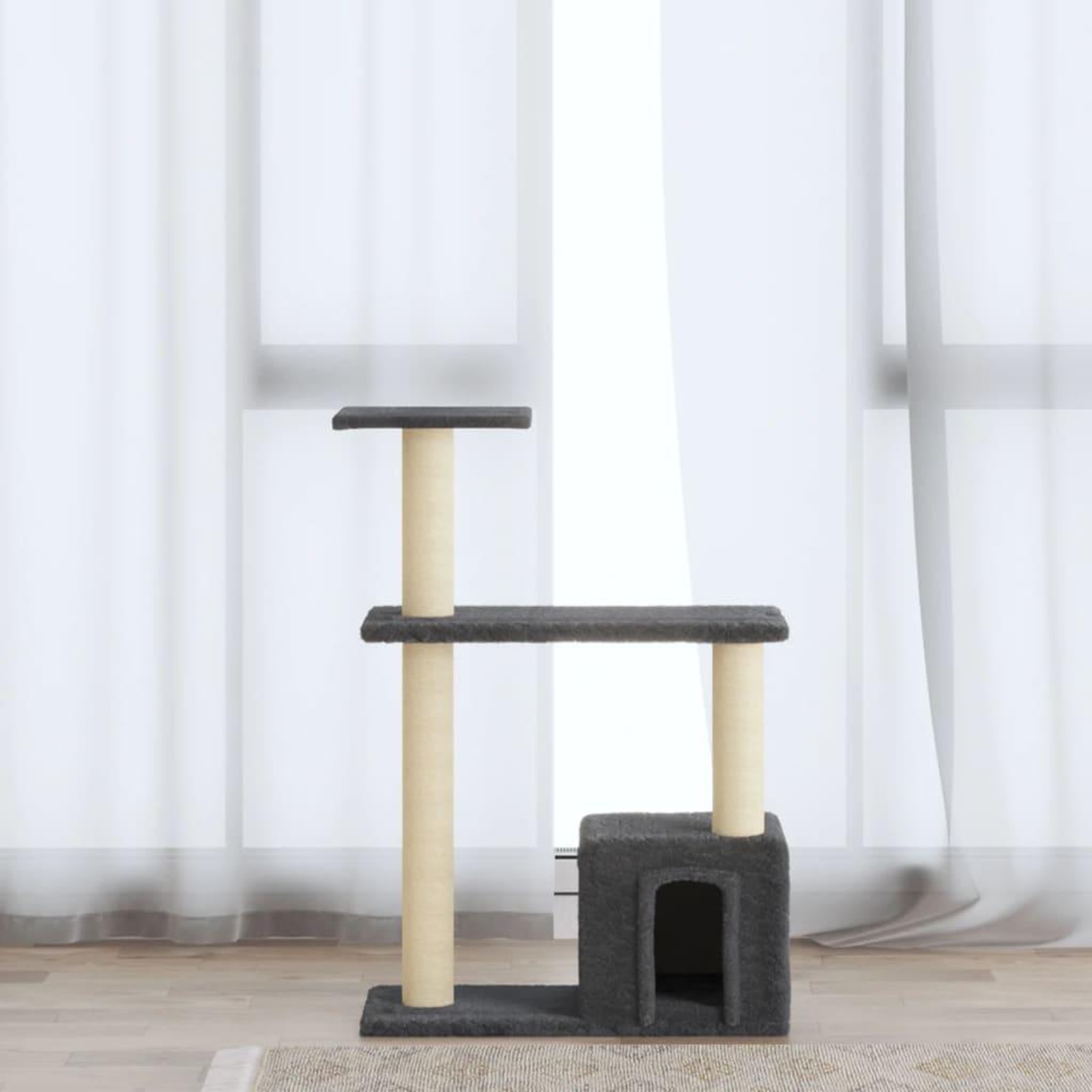 VIDAXL Arbre a chat avec griffoirs en sisal Gris fonce 70 cm