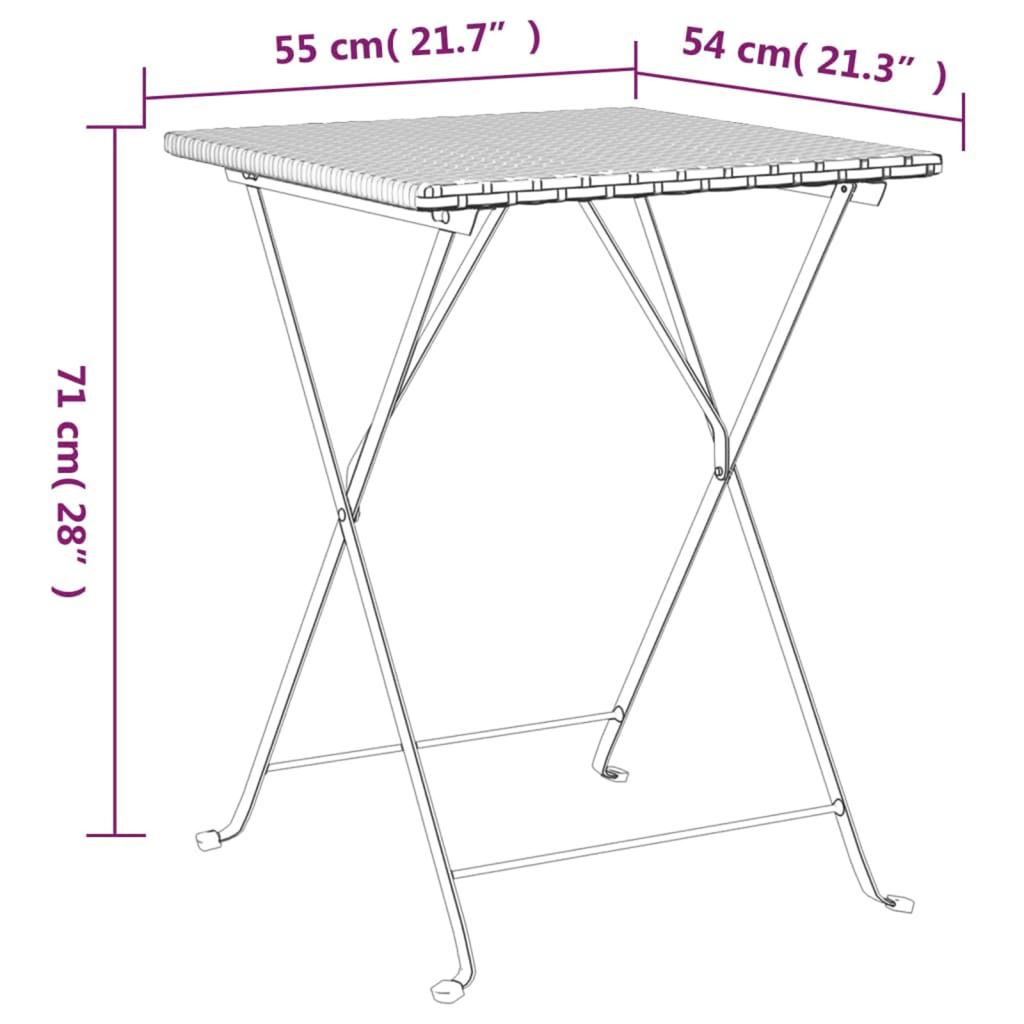 Voir la diapositive 6 : VIDAXL Ensemble de bistro pliable 3 pcs Marron Resine tressee