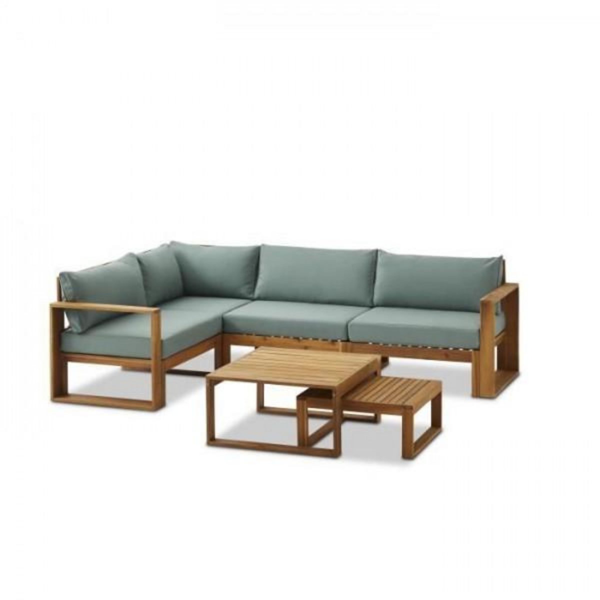 BOCARNEA Salon de jardin en bois d'Acacia FSC - 6 personnes - Levata - Vert d'eau