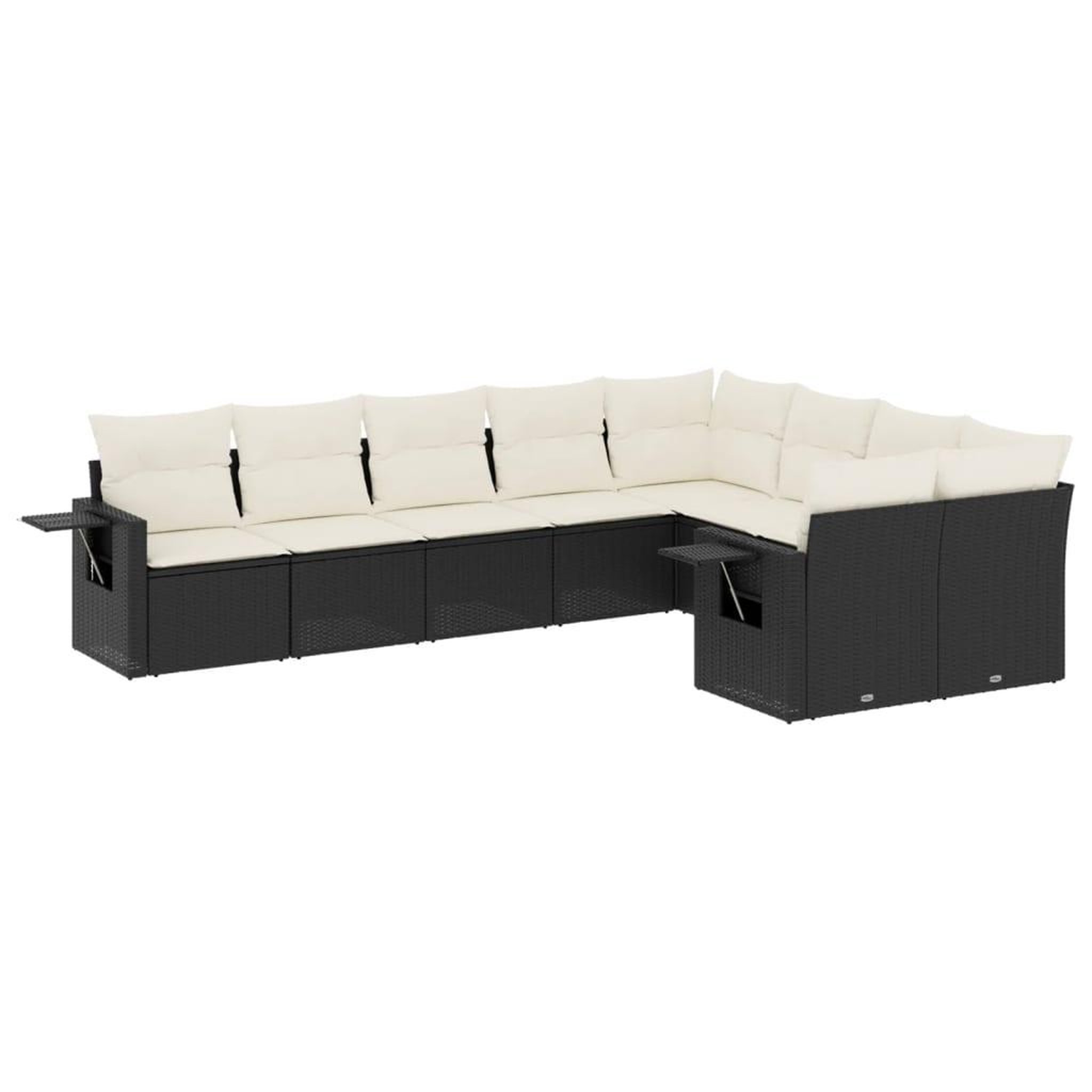 Voir la diapositive 2 : VIDAXL Salon de jardin 9 pcs avec coussins noir resine tressee