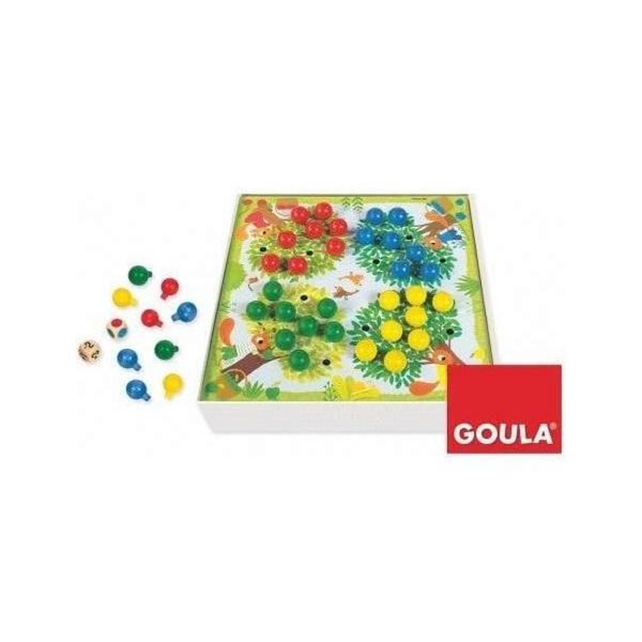 Voir la diapositive 2 : Goula Jeu éducatif - goula - arbres a compter - pommes en bois et dés