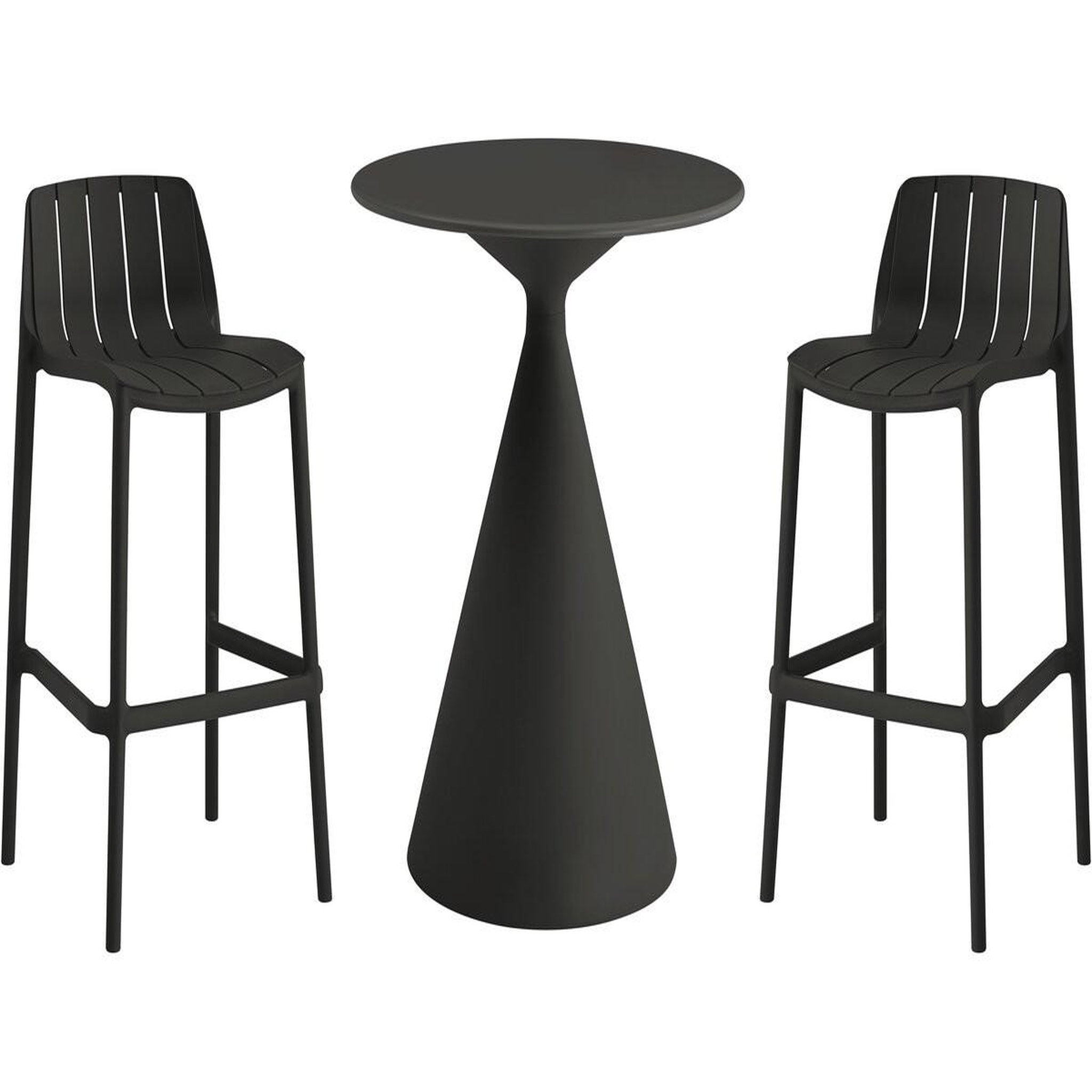 Habitat et Jardin Table et chaises hautes de bistrot empilables  vaena  - 2 places - noir