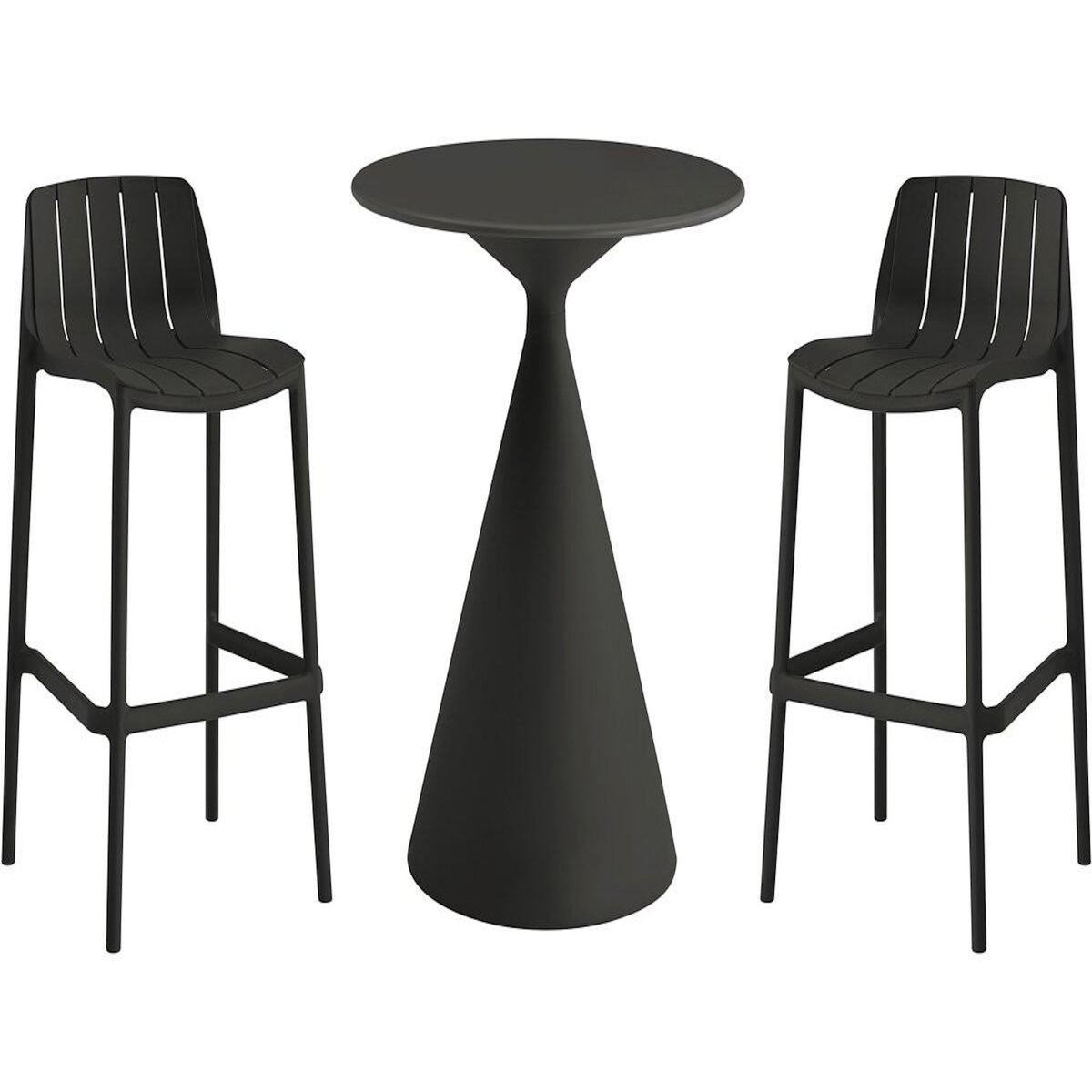 Habitat et Jardin Table et chaises hautes de bistrot empilables  Vaena  - 2 places - Noir
