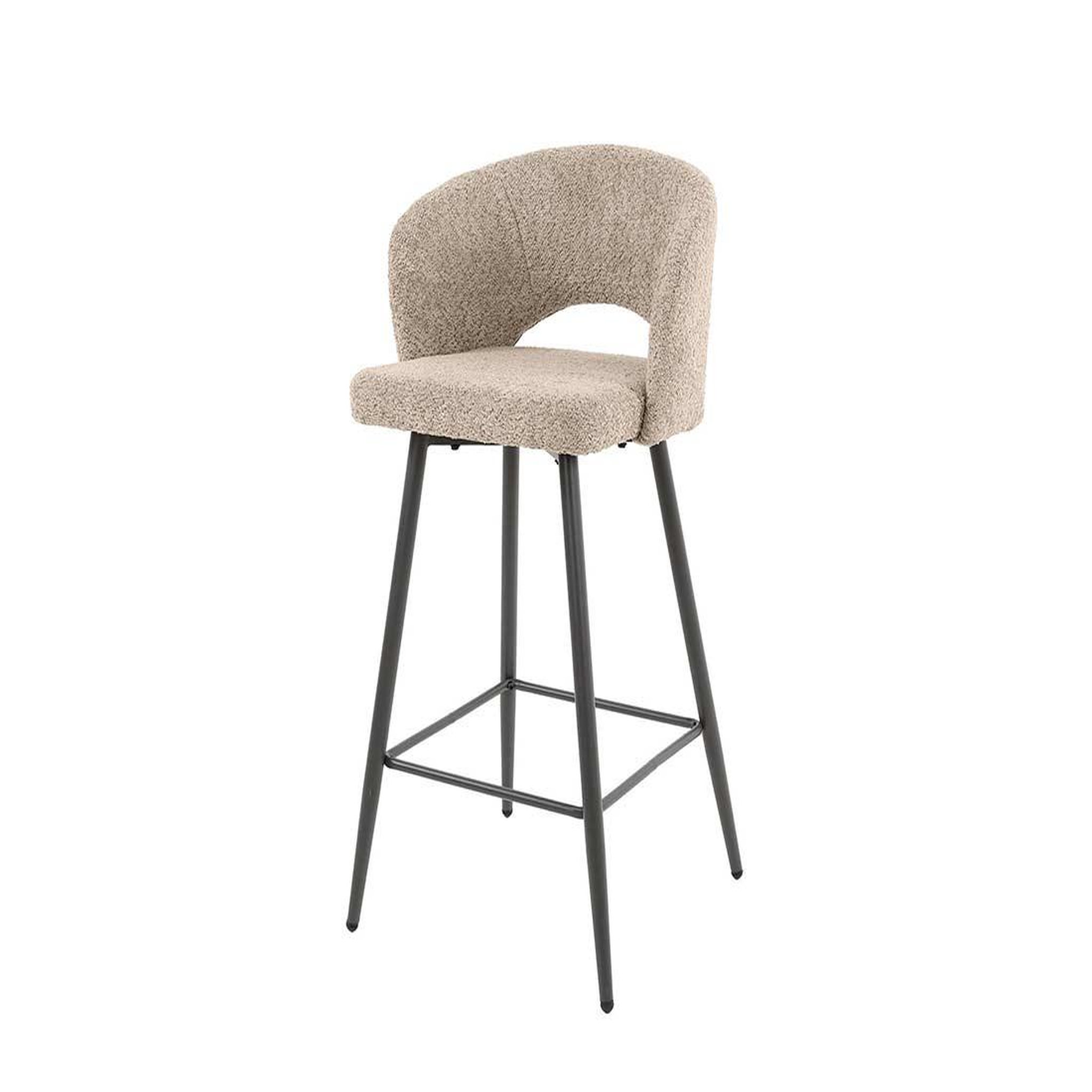 Voir la diapositive 2 : LISA DESIGN Pattaya - lot de 2 tabourets de bar - en tissu bouclette sable