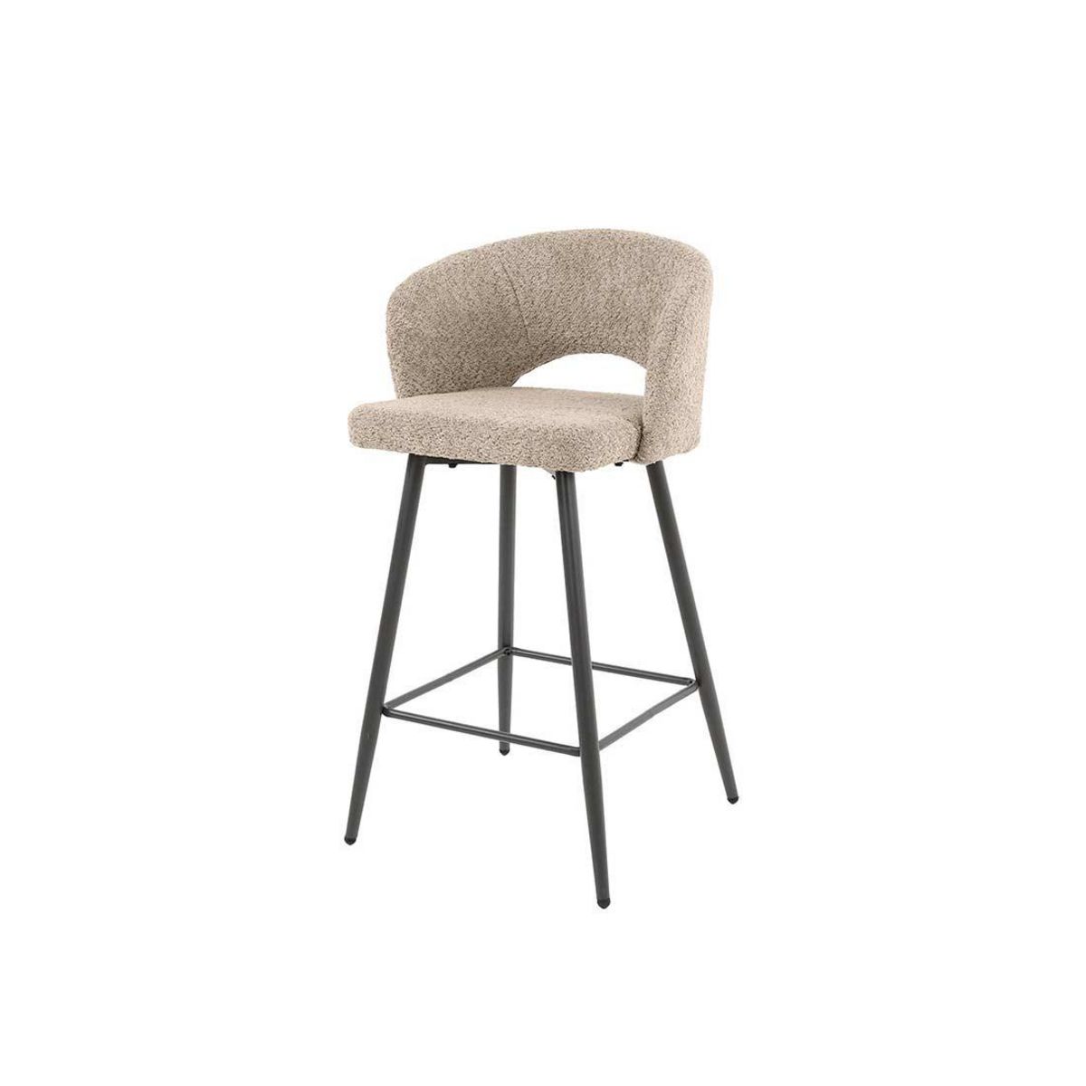 LISA DESIGN Pattaya - lot de 2 tabourets de bar - en tissu bouclette sable