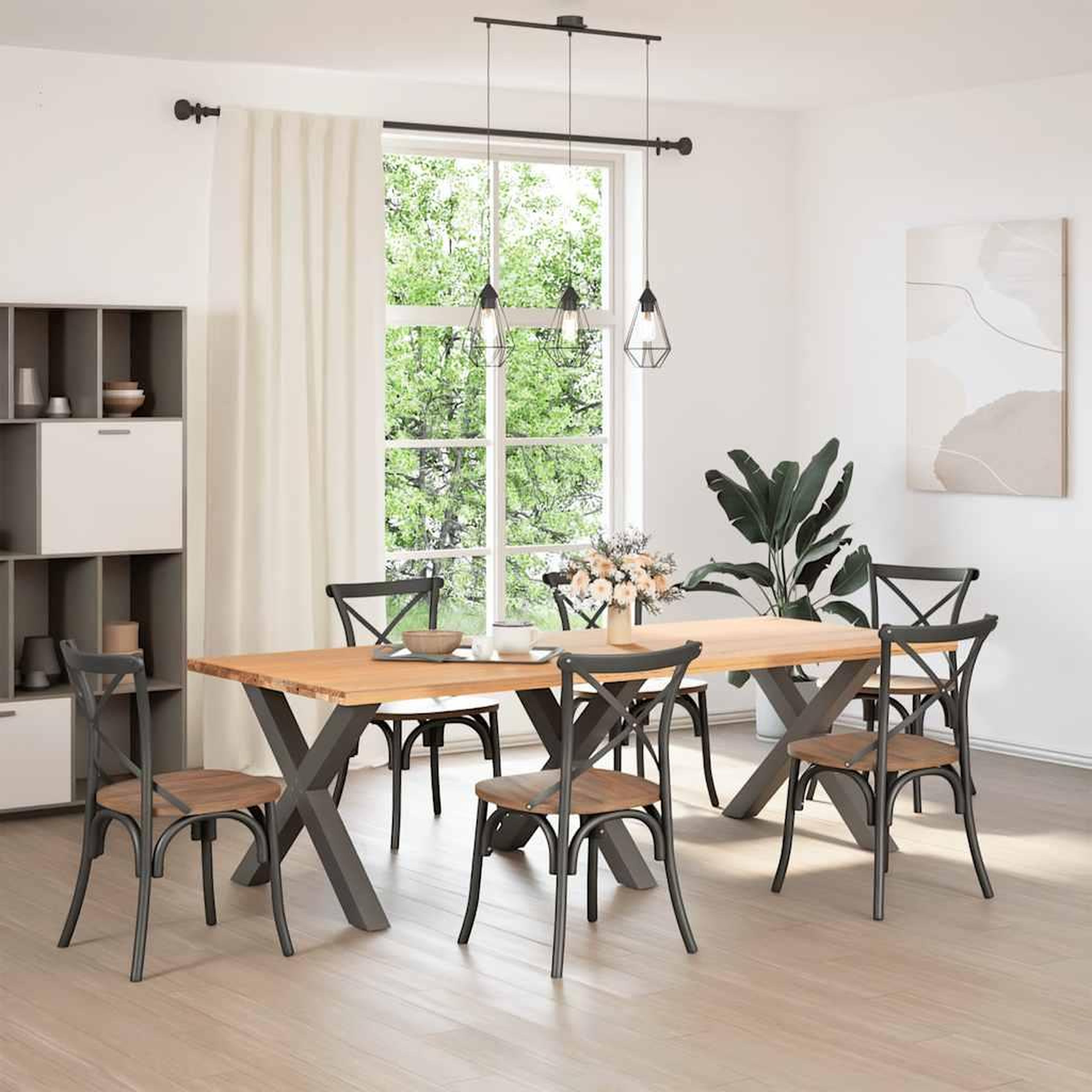 Voir la diapositive 2 : VIDAXL Pieds de table a manger forme de X 3 pcs 90x(72-73) cm acier
