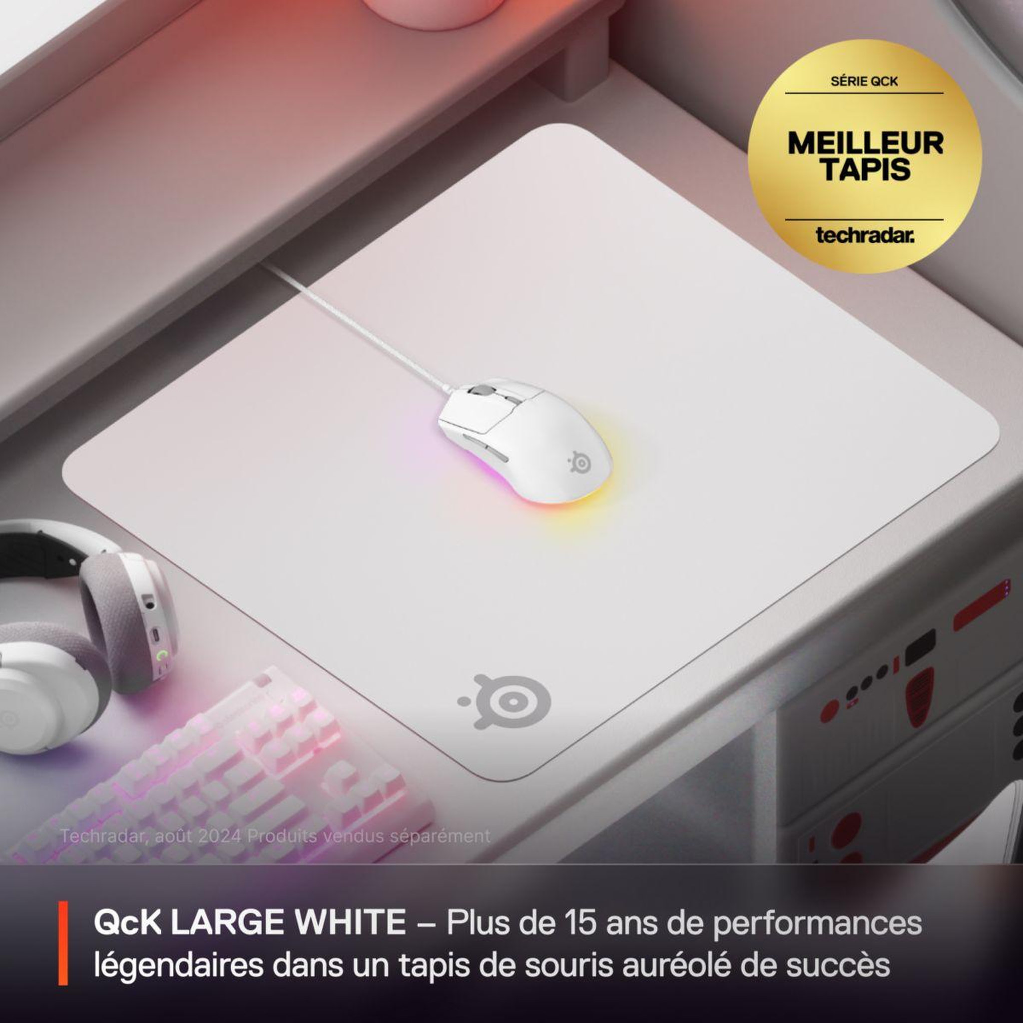 Voir la diapositive 2 : STEEL SERIES Tapis de souris qck l blanc