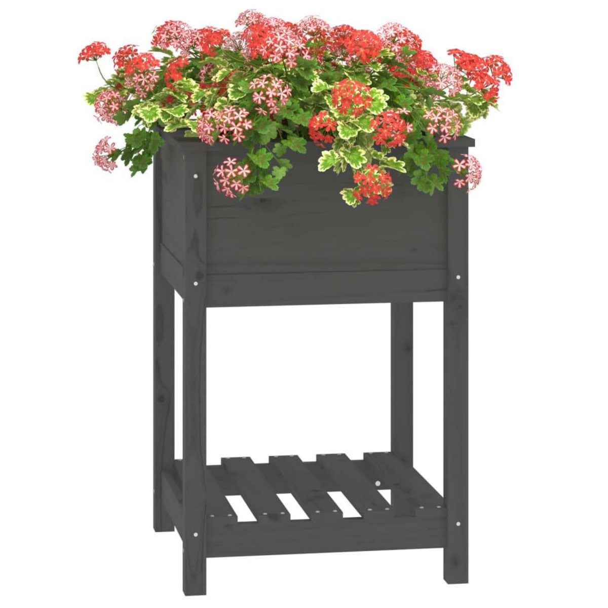 VIDAXL Jardiniere avec etagere Gris 54x54x81 cm Bois massif de pin
