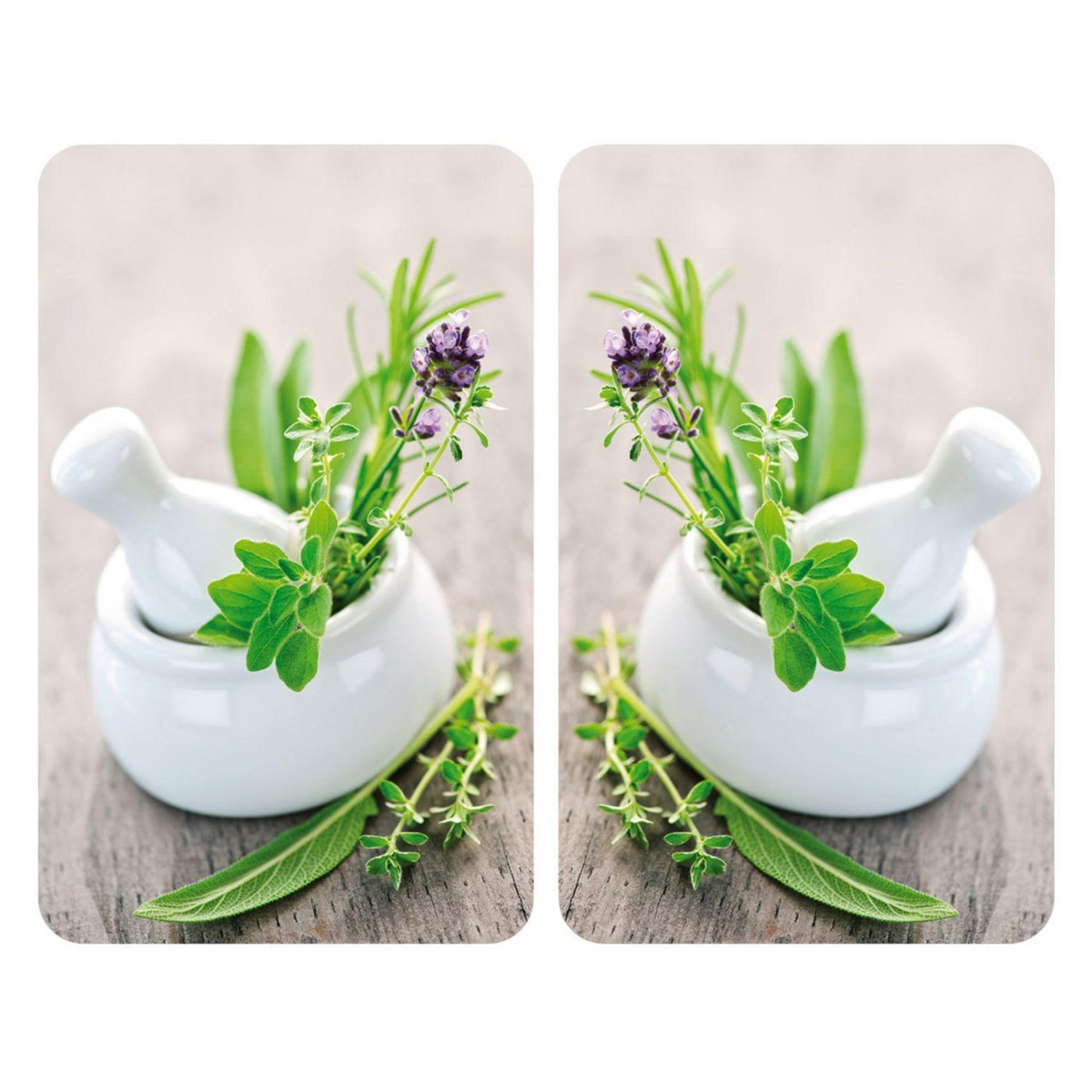 Wenko 2 Couvre-plaques universel Herbes - 30 x 52 cm - Vert et blanc