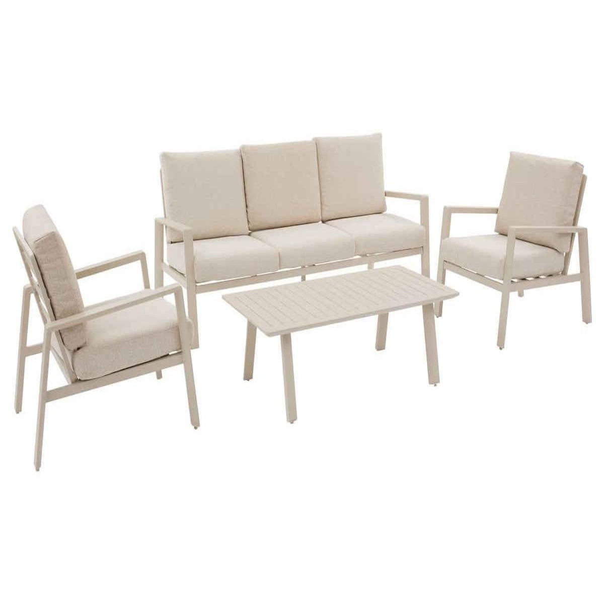 HESPERIDE Salon de jardin aluminium Luzane Argile - 5 places - Hespéride