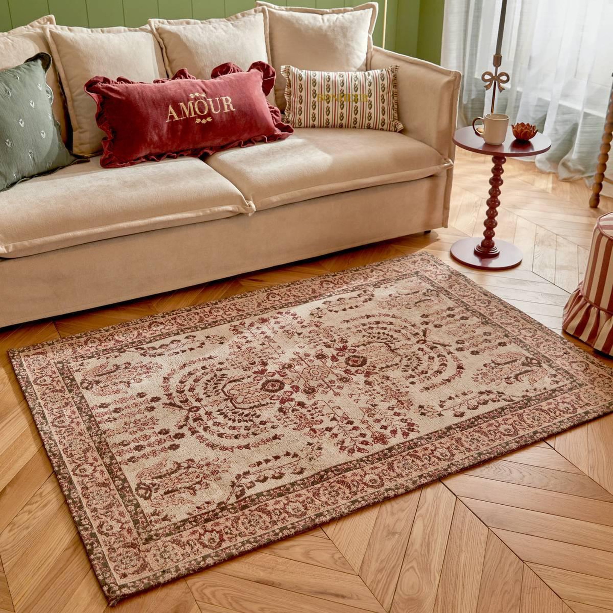 Voir la diapositive 5 : ATMOSPHERA Tapis Déco Fleuri  Mona  120x170cm Rose Clair