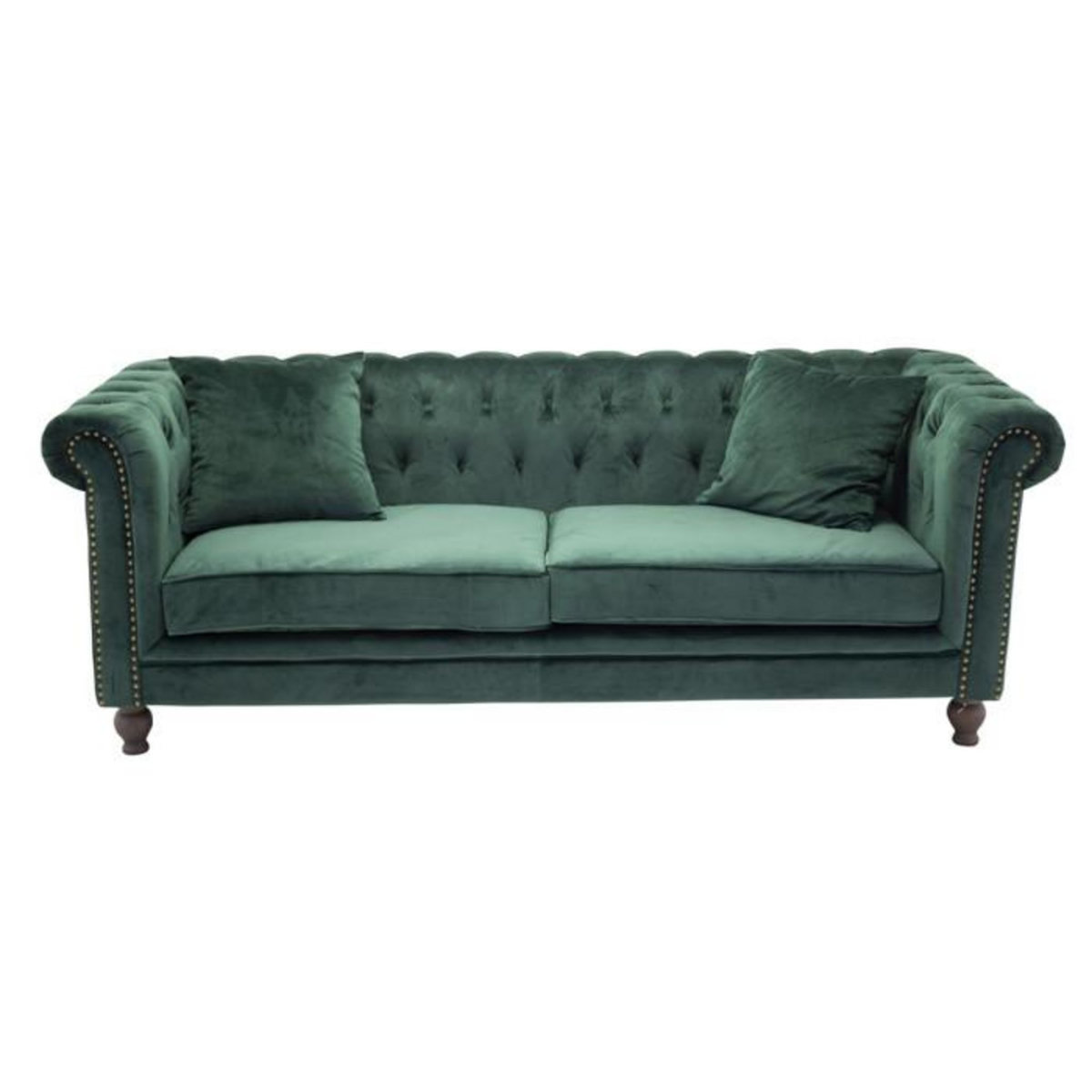 Paris Prix Canapé 3 Places en Velours  Chesterfield  217cm Vert