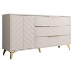 BEST MOBILIER Boccioni - buffet bas - beige - 3 tiroirs et 1 porte - 154 cm. Coloris disponibles : Beige