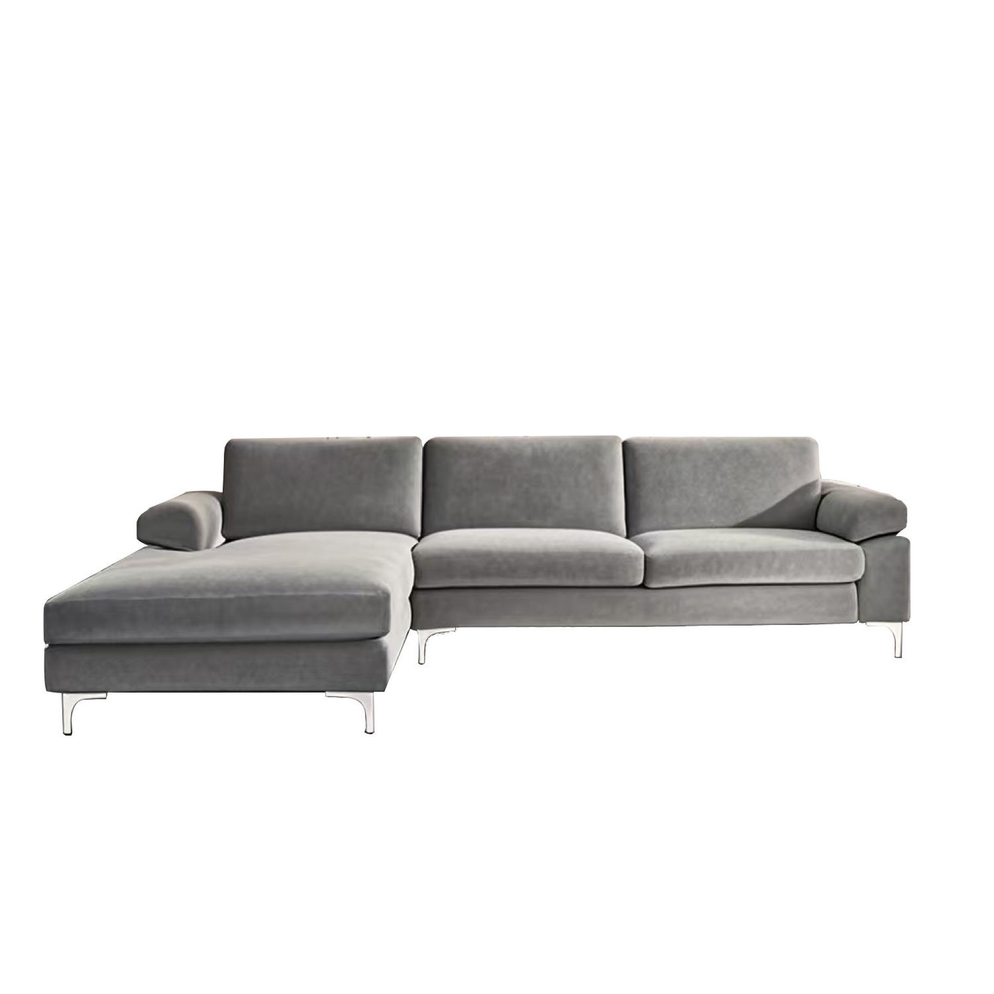 CONCEPT USINE Canapé d'angle gauche 4-5 places en velours gris galway