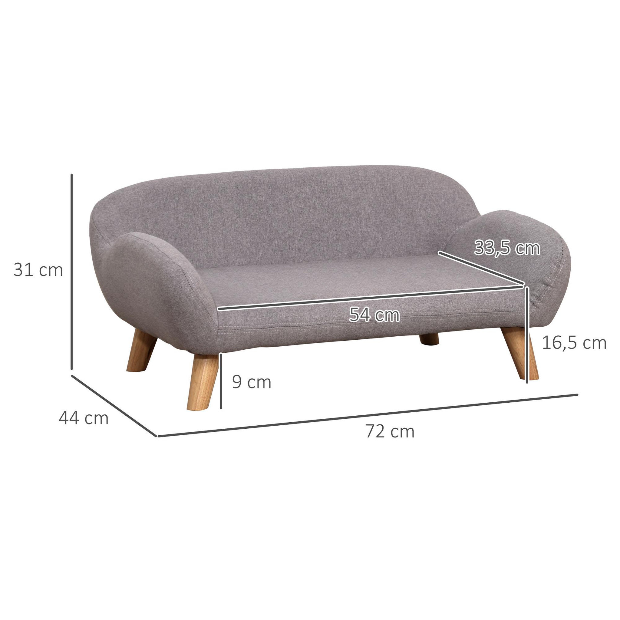 Voir la diapositive 3 : PAWHUT Canapé chien lit pour chien design scandinave déhoussable dim. 72l x 44l x 31h cm pieds bois tissu polyester gris
