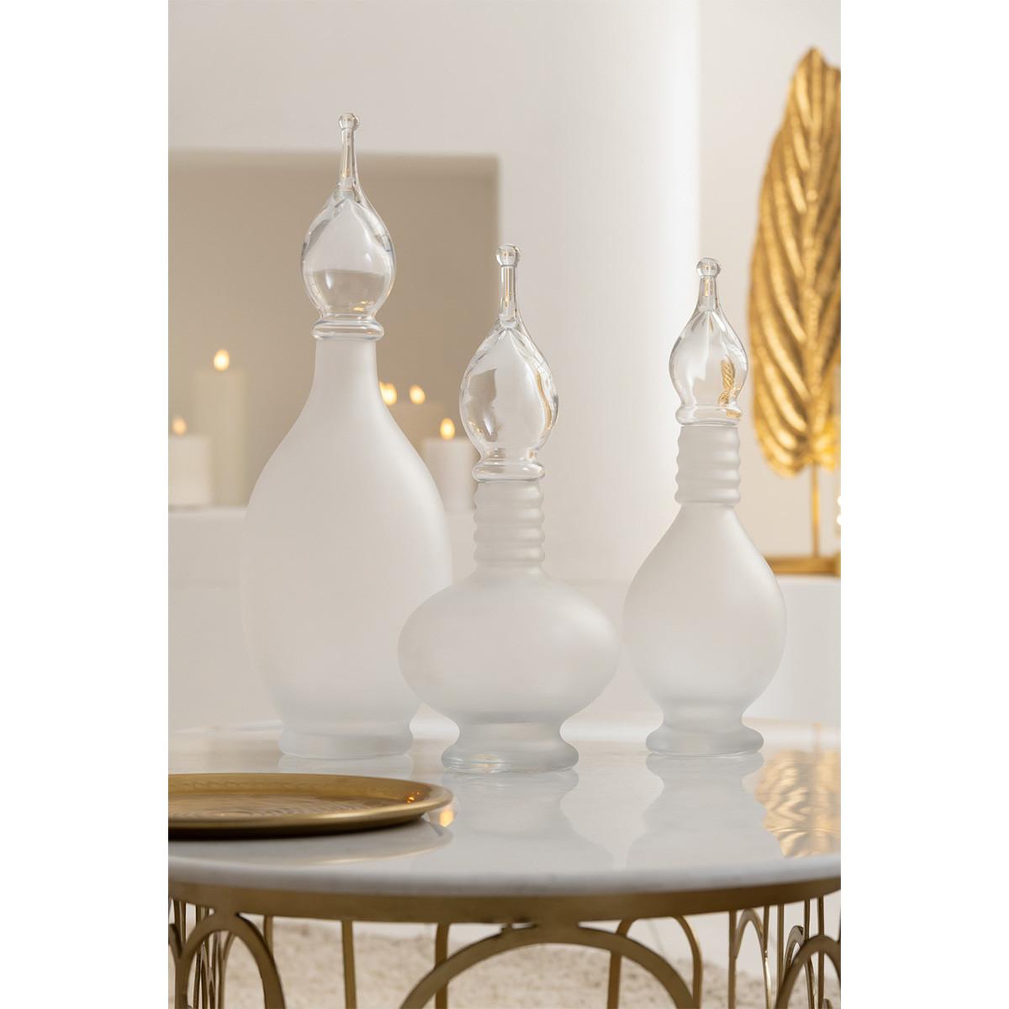 Voir la diapositive 5 : J-LINE Vase bouchon fiole en verre  jo  38cm transparent