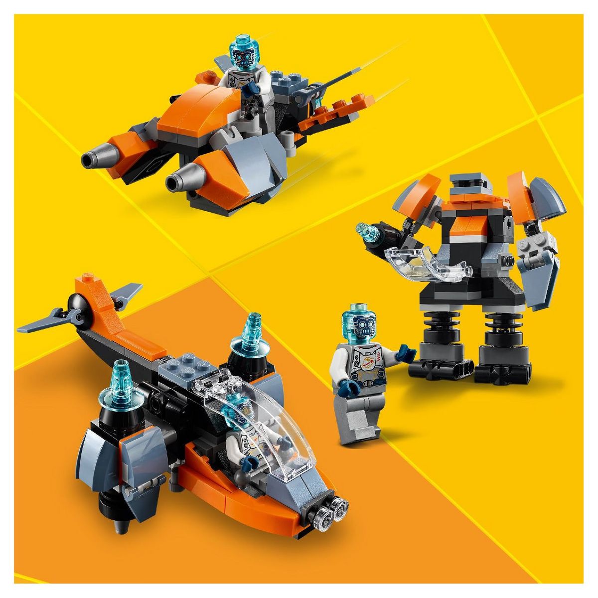 LEGO Creator 31111 - Le cyber drone, Jouet de Construction de l&rsquo;Espace, Robot, Scooter et Minifigure