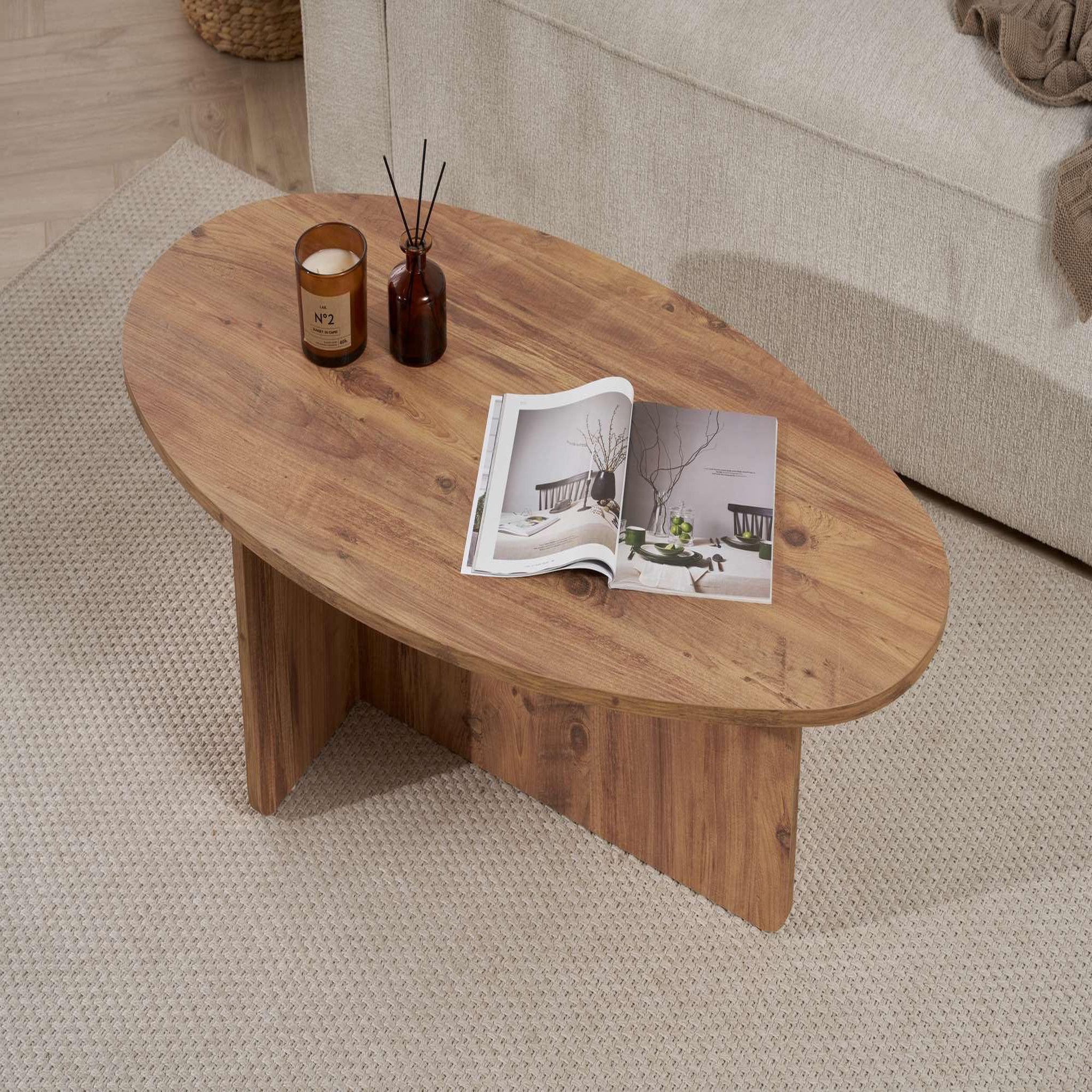 Voir la diapositive 4 : Habitat et Jardin Table basse en bois  orba  - 120 x 65 x 40 cm - pin atlantique