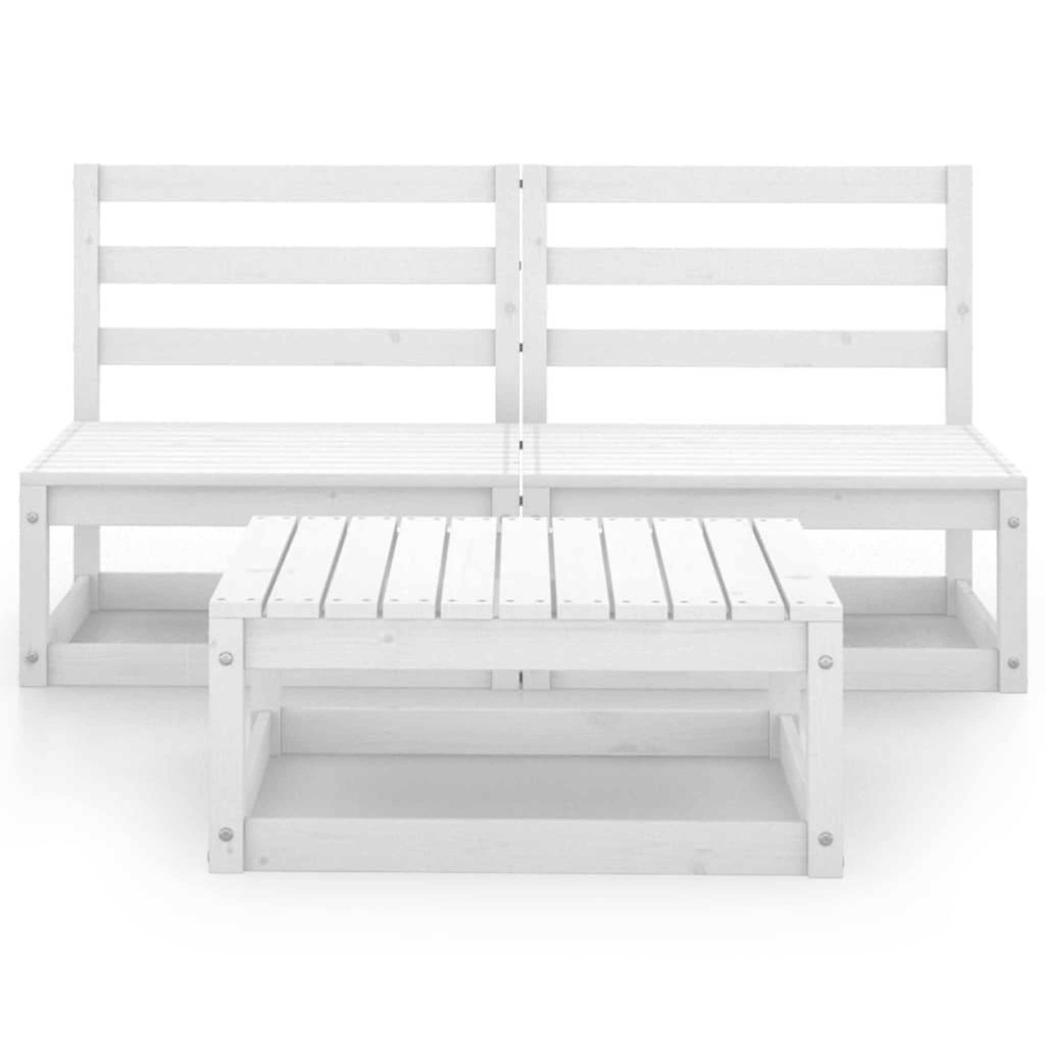 Voir la diapositive 3 : VIDAXL Salon de jardin 3 pcs Blanc Bois de pin massif