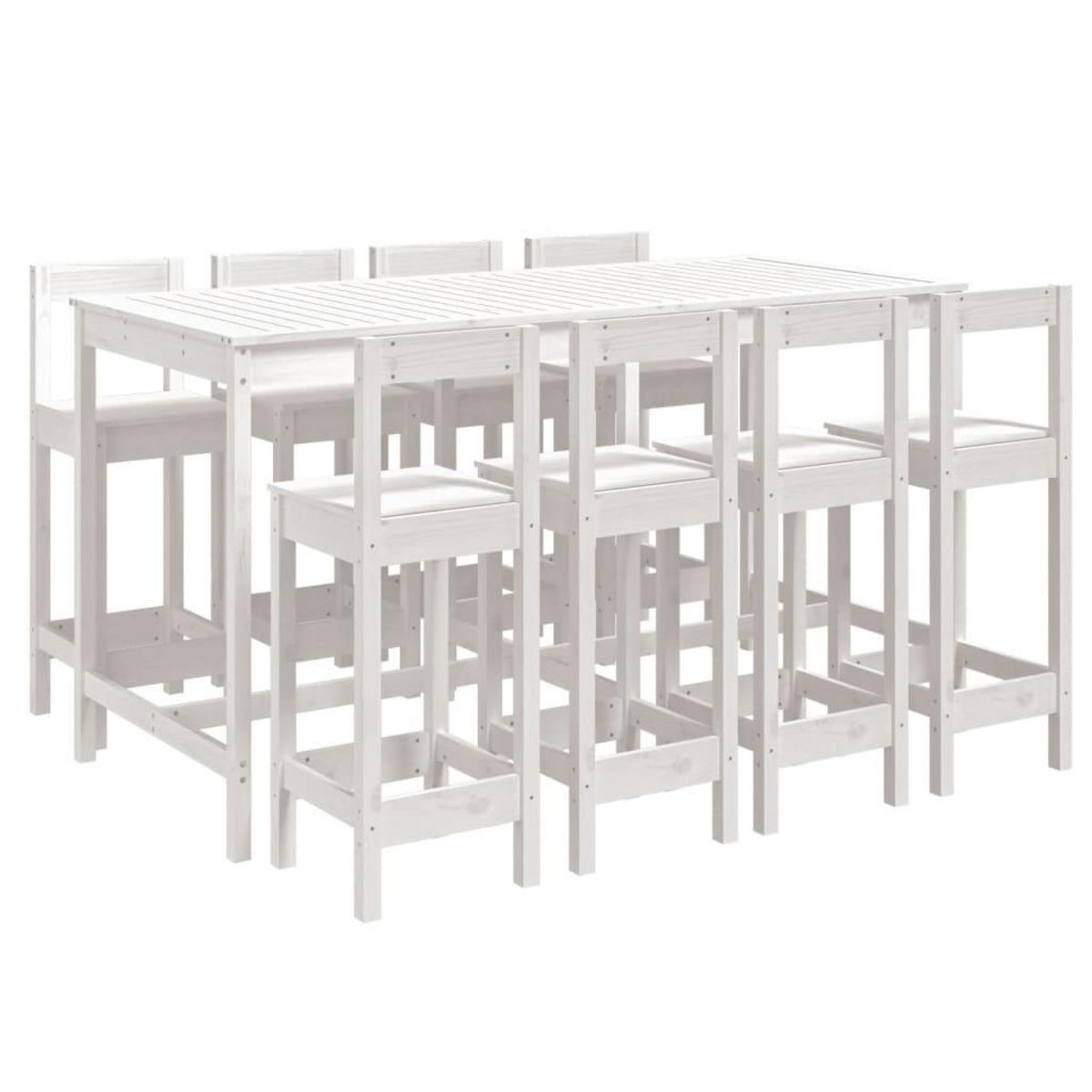 VIDAXL Ensemble de bar de jardin 9 pcs blanc bois de pin massif