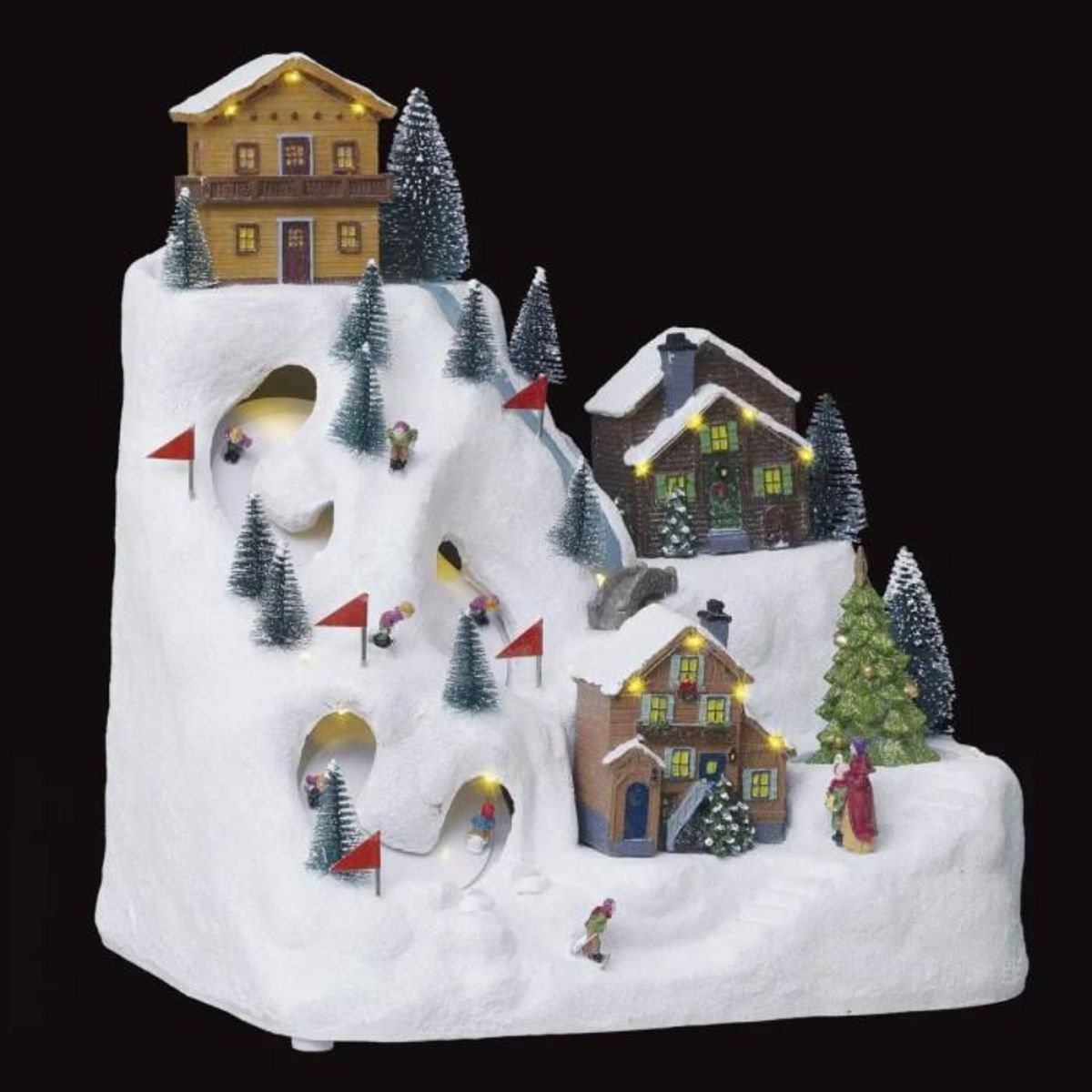 FEERIC LIGHT & CHRISTMAS Village de Noël Piste de Ski  Montagne  34cm Multicolore