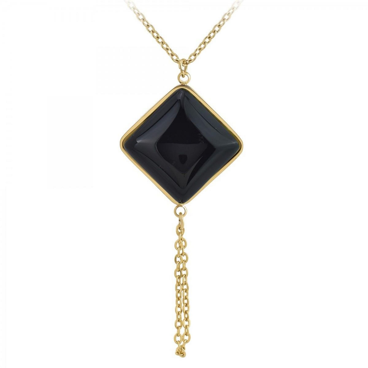 SC BOHEME Collier SC Bohème orné d'un onyx noir en acier inoxydable