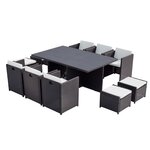 CONCEPT USINE Table et chaise 10 places encastrables alu résine noir-blanc SUNSET