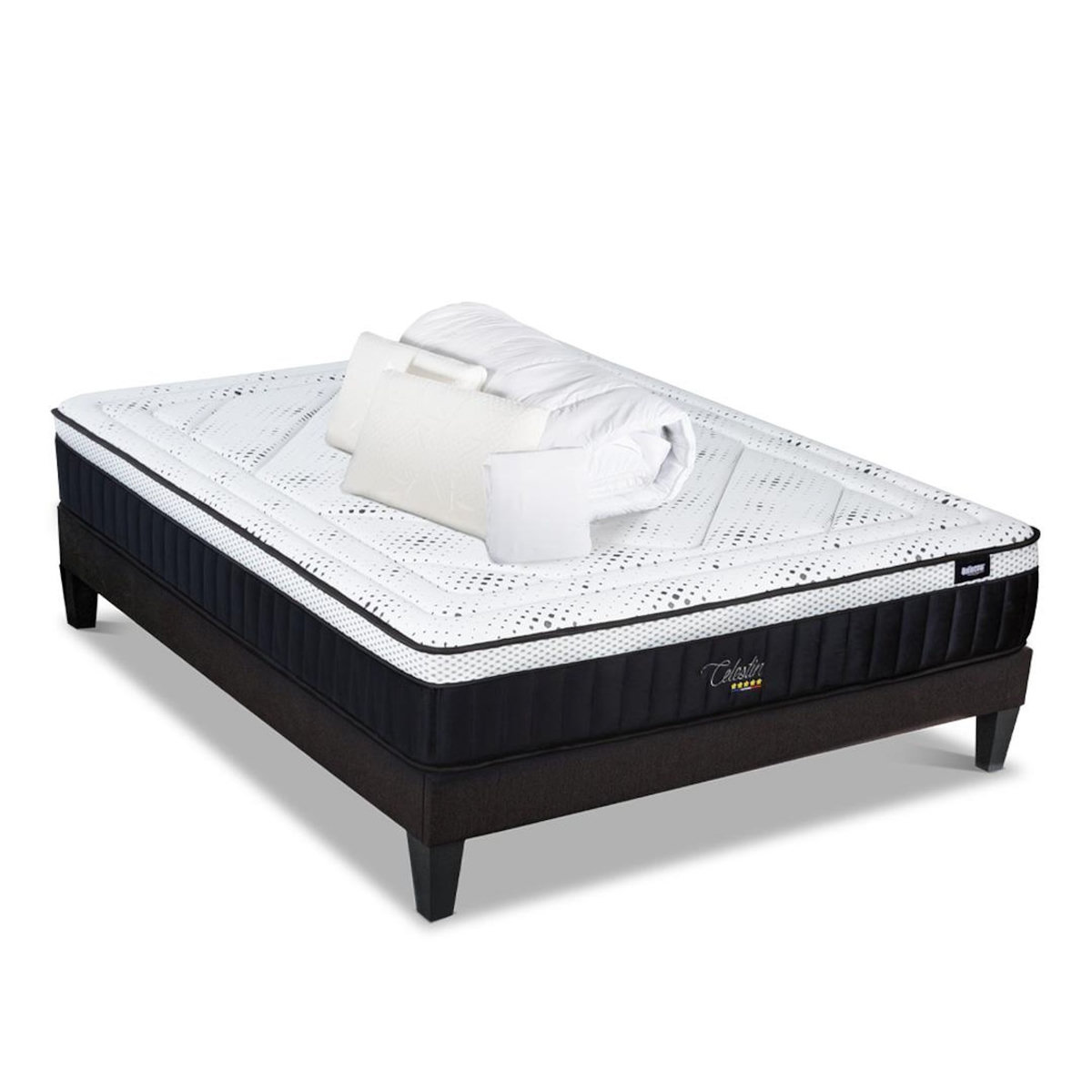 BELLECOUR BELLECOUR LITERIE | Pack Prêt à dormir CELESTIN 2.0 | Matelas Mémoire de forme + Sommier + Accessoires