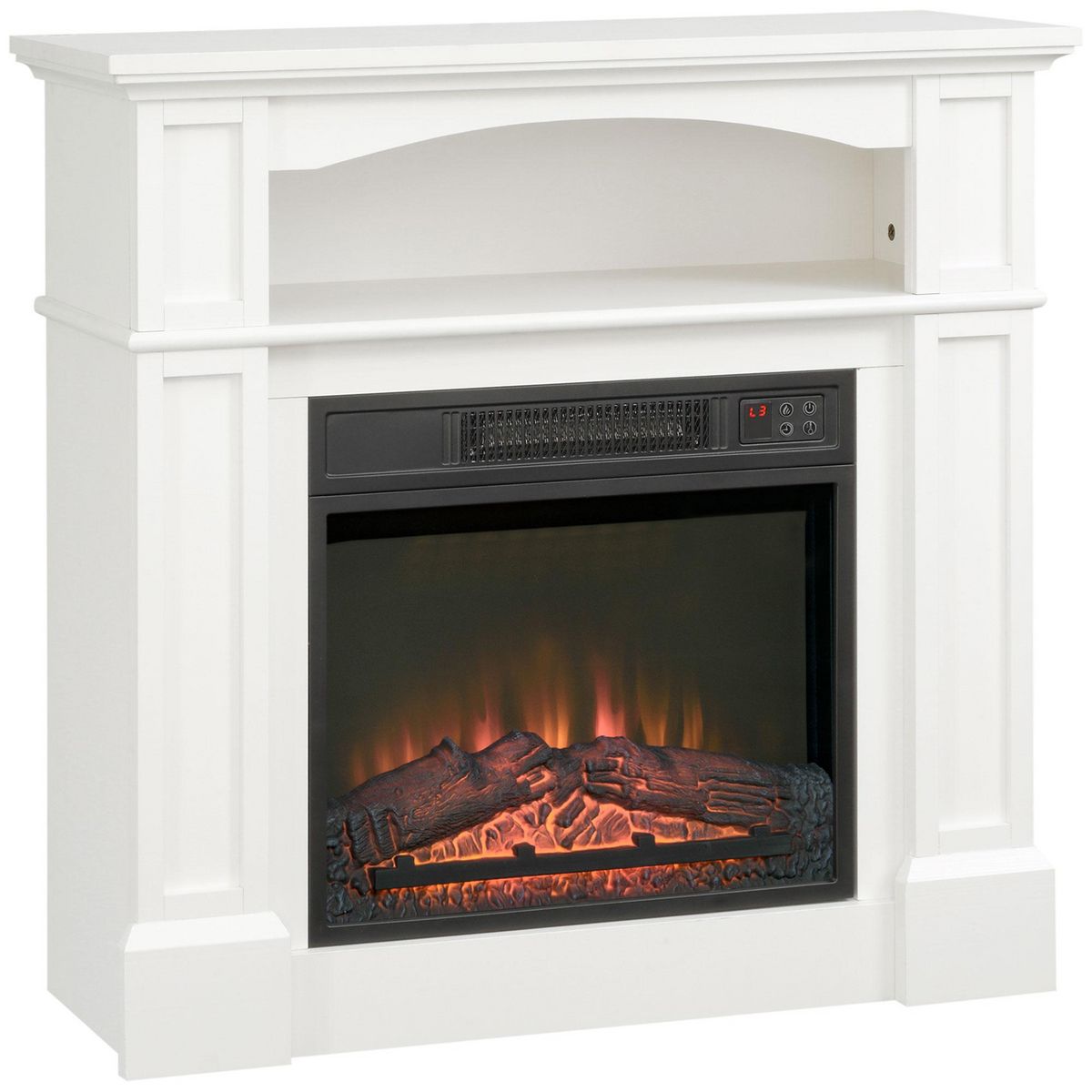 HOMCOM Cheminée électrique XL style classique chic 1800 W  effet flammes LED minuterie température luminosité réglables télécommande fournie blanc