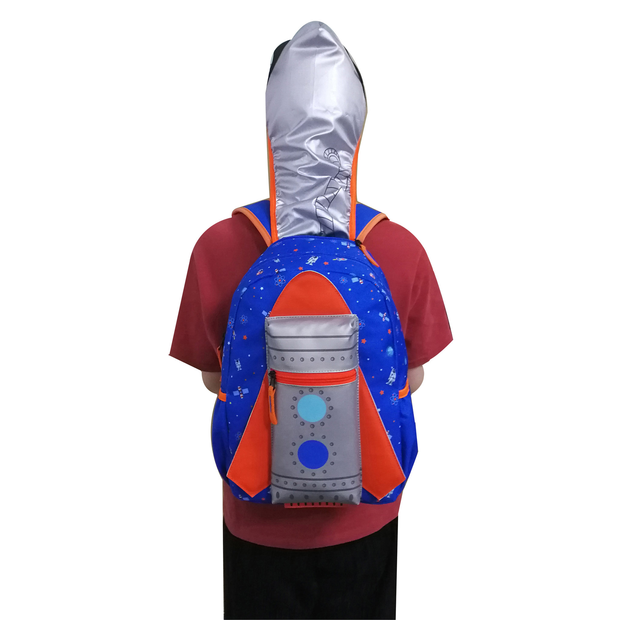 Voir la diapositive 4 : AUCHAN Sac à goûter maternelle avec capuche polyester multicolore COSMONAUTE