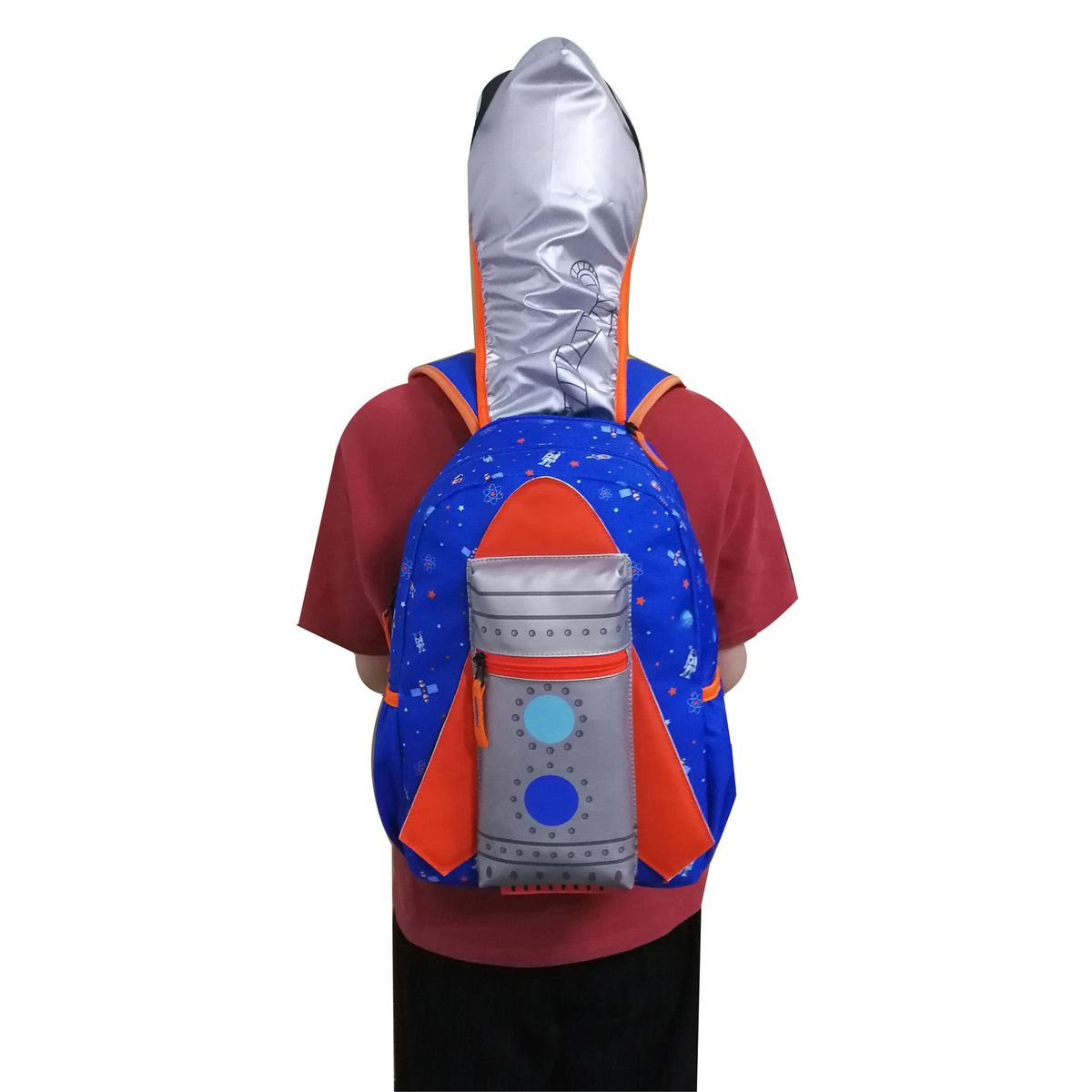 AUCHAN Sac à goûter maternelle avec capuche polyester multicolore COSMONAUTE