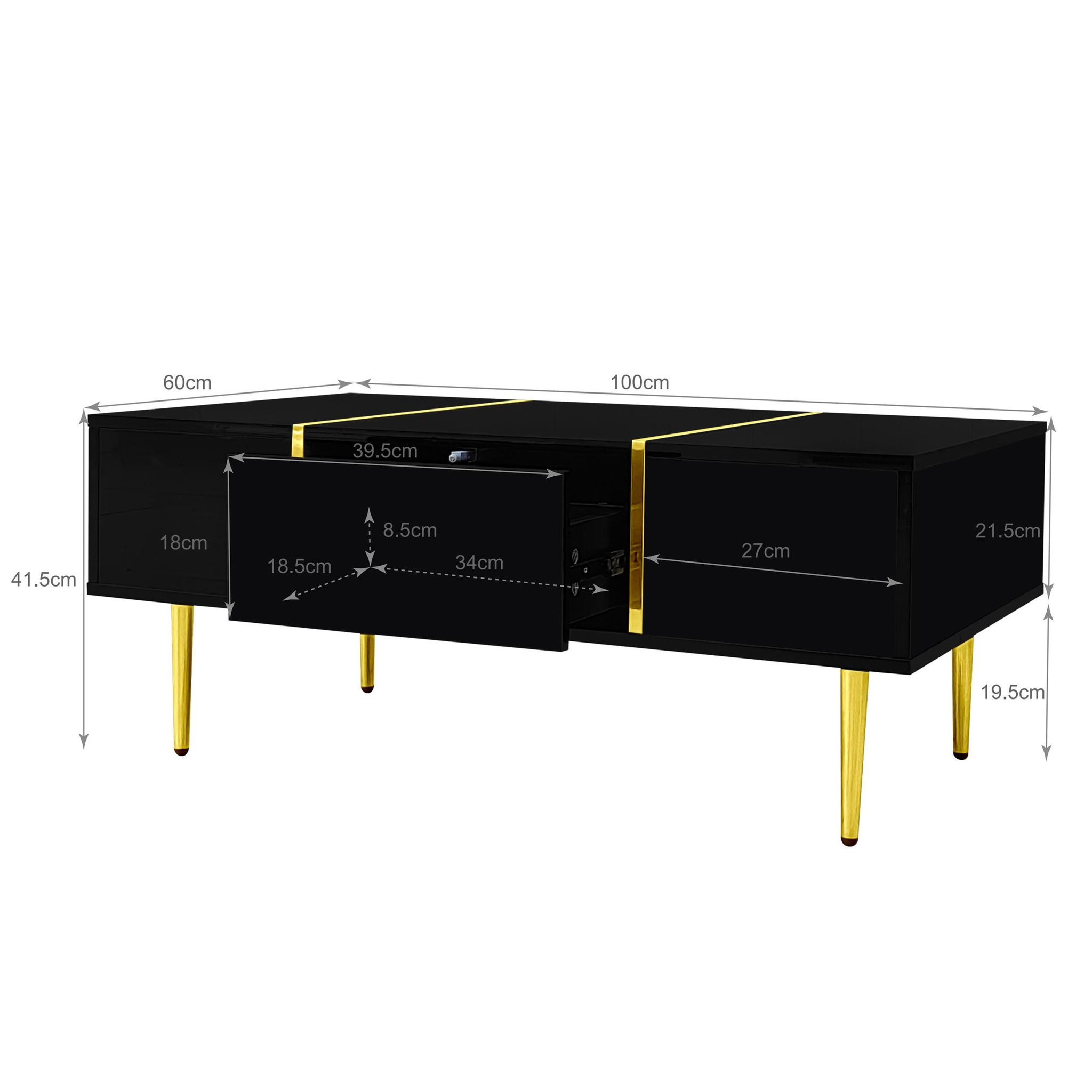 Voir la diapositive 4 : MERAX Table Basse Brillante Avec 2 Tiroirs