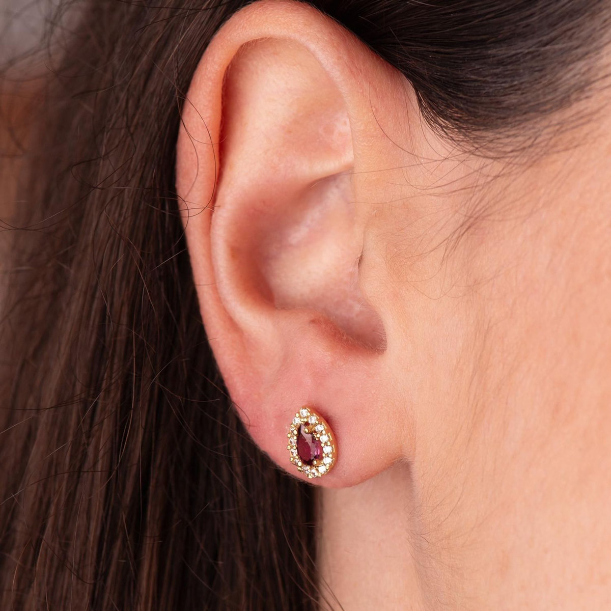 L'ATELIER D'AZUR Boucles d'Oreilles Or 18 Carats 750/000 Jaune - Améthyste et Zirconium