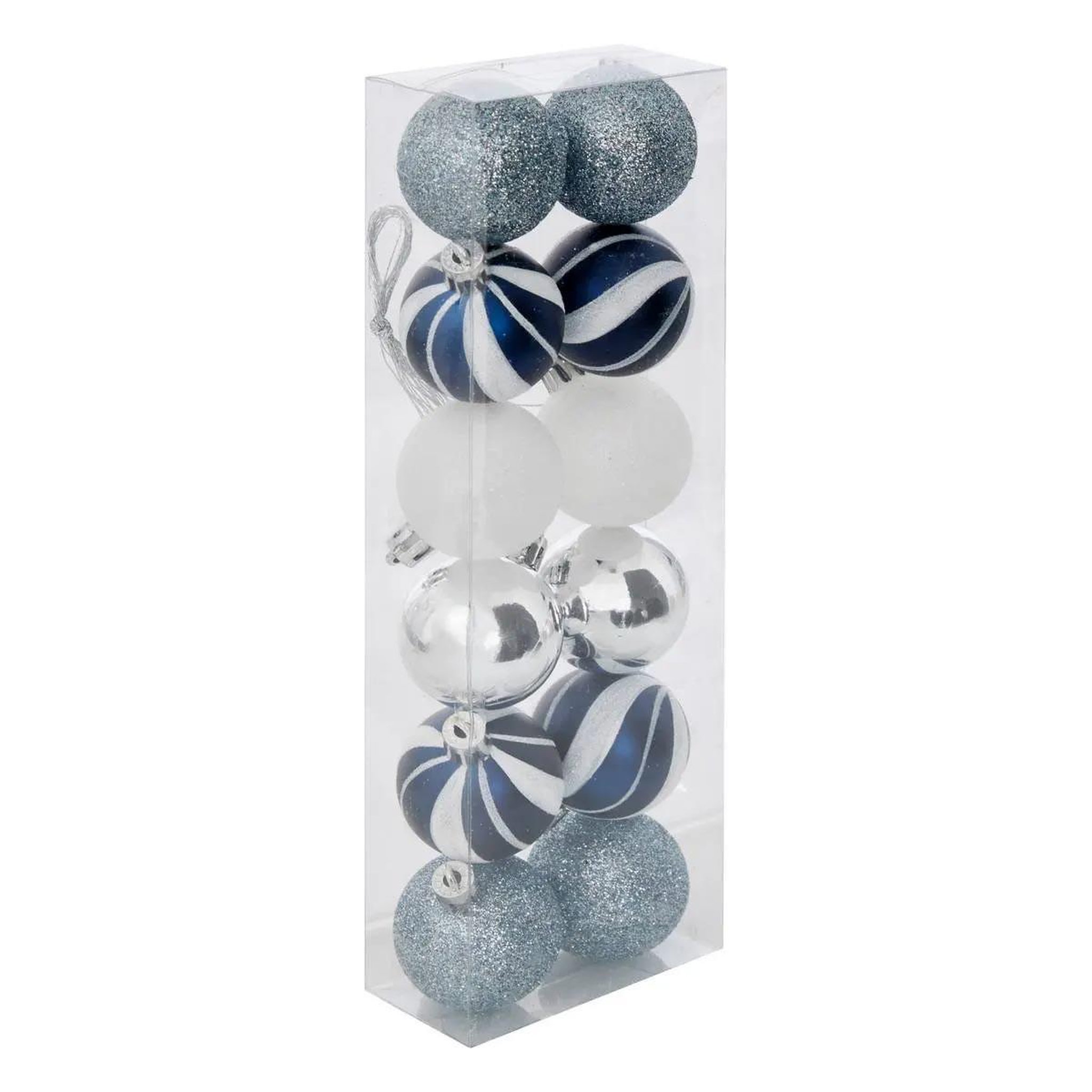 ATMOSPHERA Lot de 12 boules de noël  quiet times  4cm bleu & argent