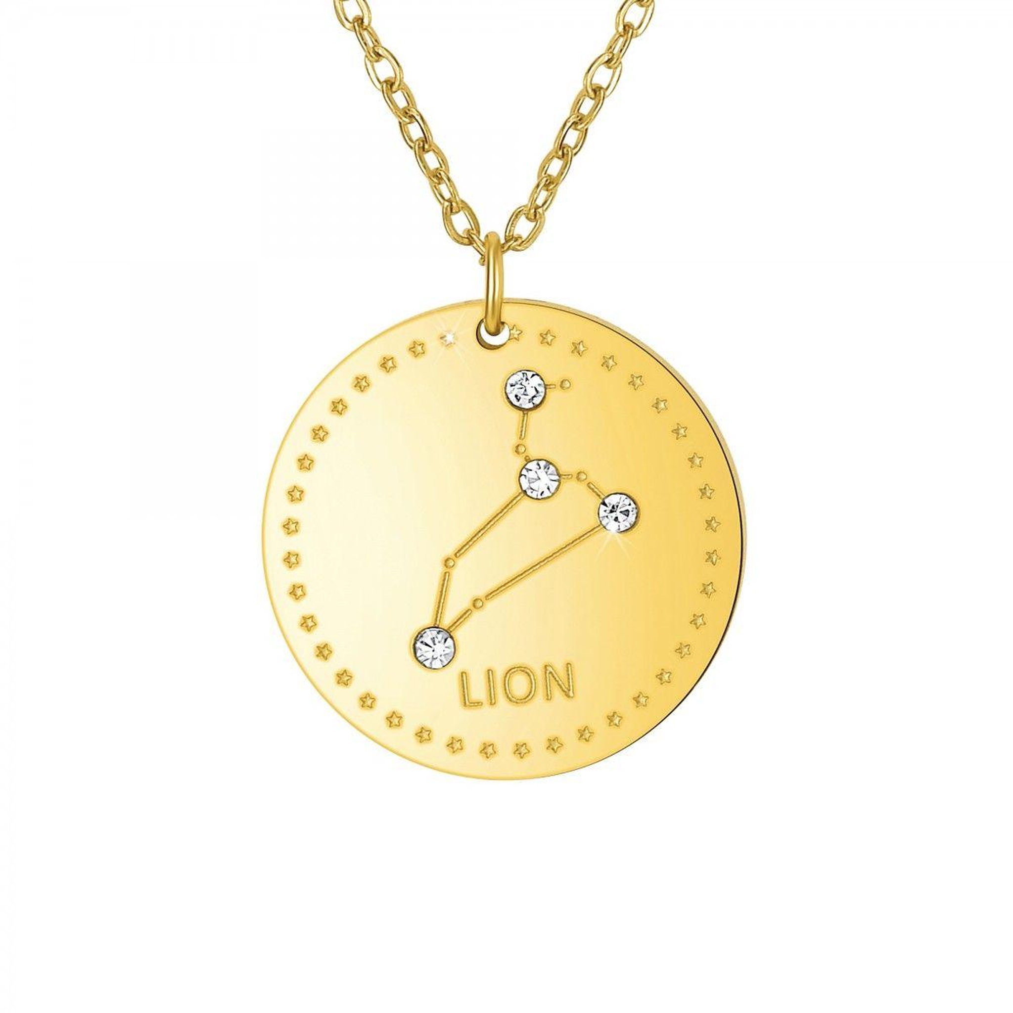 SC CRYSTAL Collier astrologie  Lion  SC Crystal orné de Cristaux scintillants en Acier Finement doré