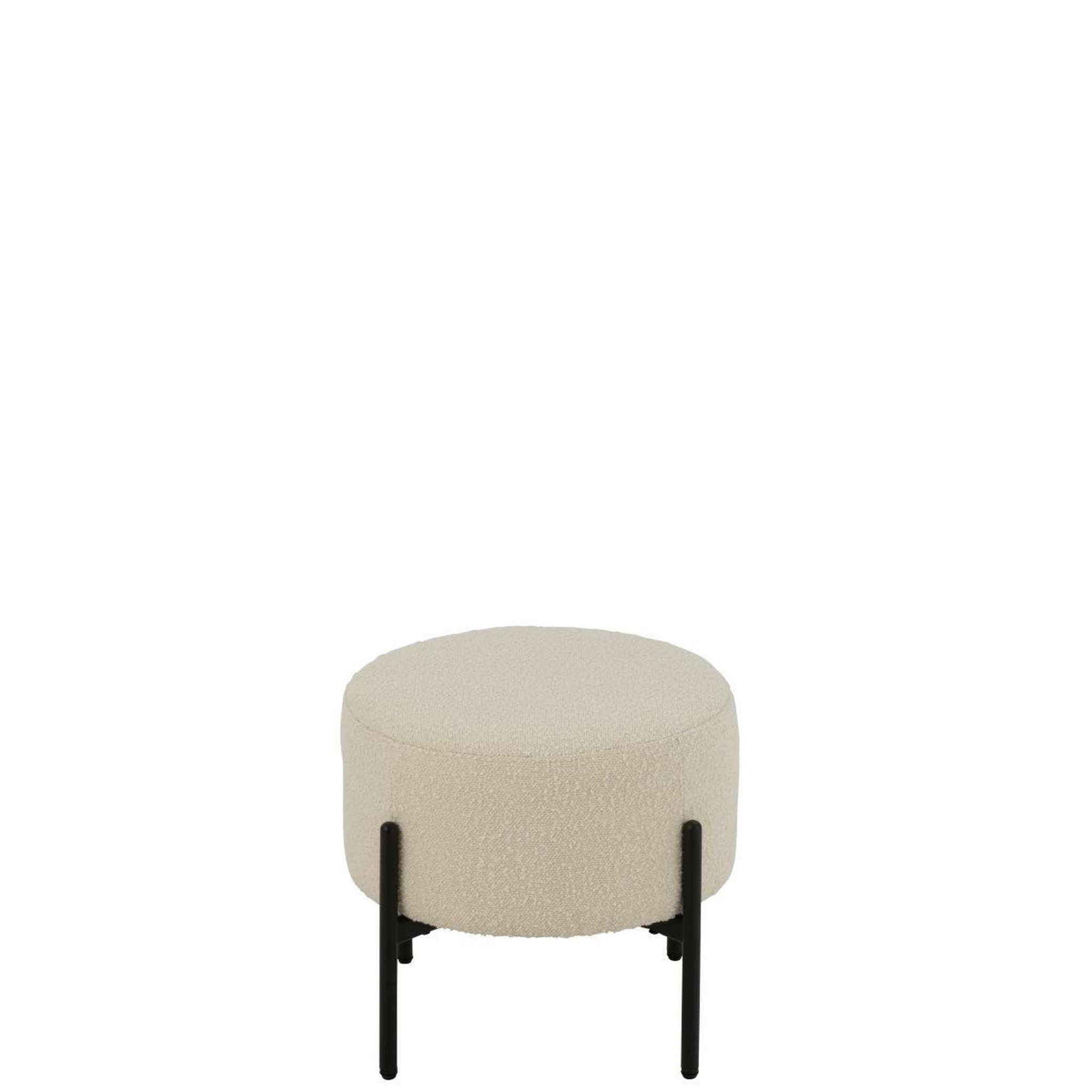 Voir la diapositive 2 : J-LINE Tabouret en tissu bouclé  aldo  44cm blanc