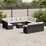 VIDAXL Salon de jardin avec coussins 14 pcs noir resine tressee
