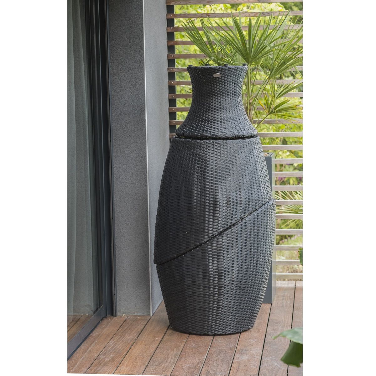 DCB GARDEN Salon bas de jardin - 2 places - Aluminium/résine tressée - Noir - TOTEM