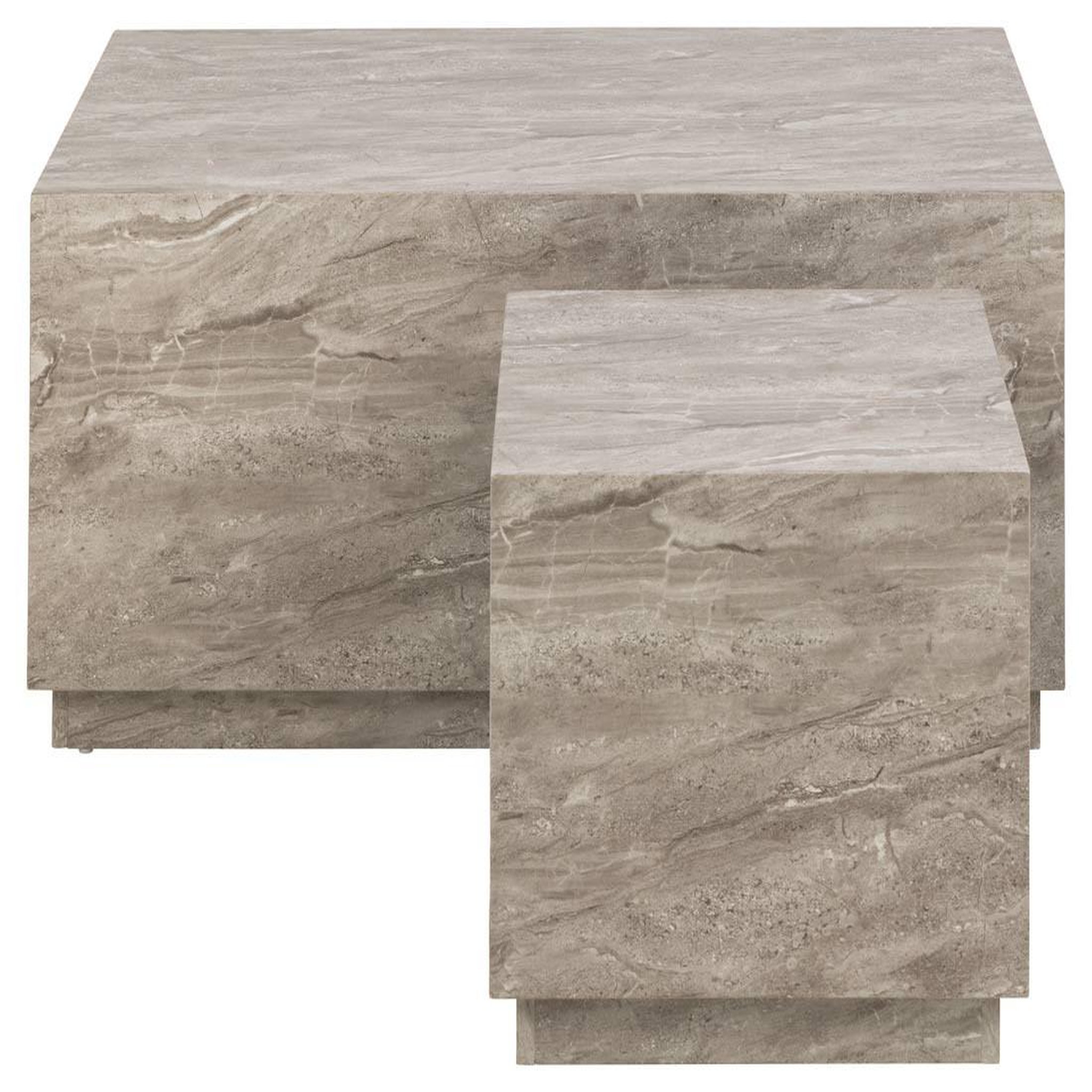 Voir la diapositive 3 : LISA DESIGN Pueblo - lot de 2 tables basses - effet marbre gris - 100 et 44 cm