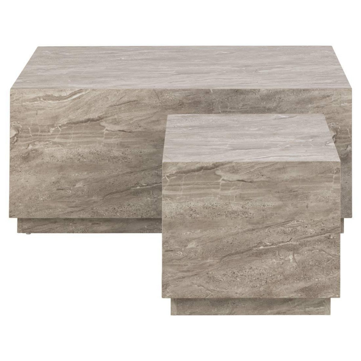 LISA DESIGN Pueblo - lot de 2 tables basses - effet marbre gris - 100 et 44 cm