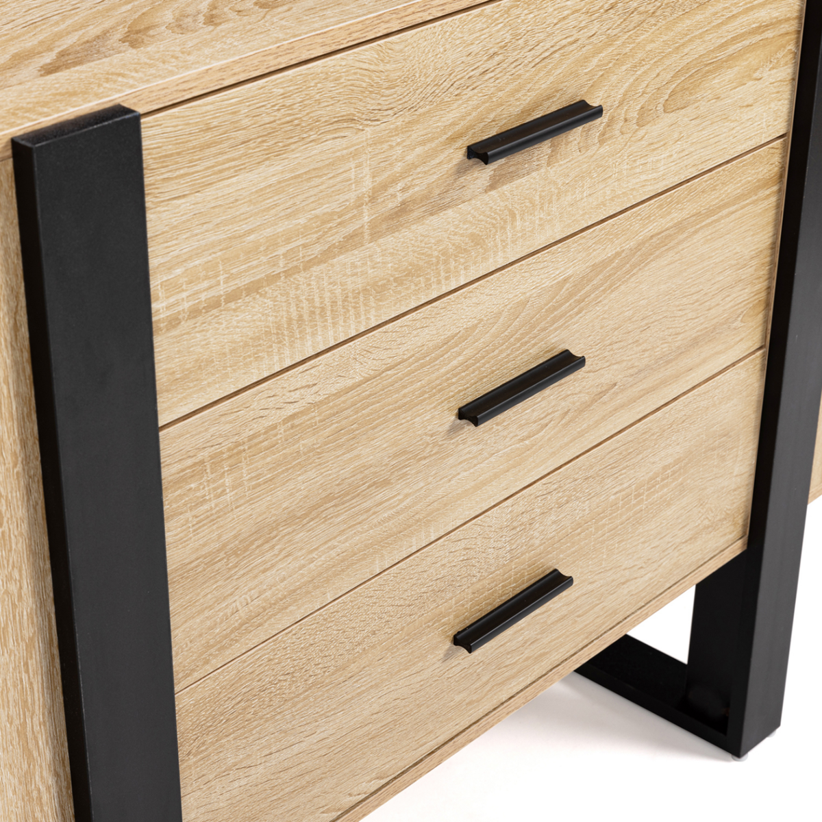 ID MARKET Commode 3 tiroirs PHOENIX 80 cm bois et noir