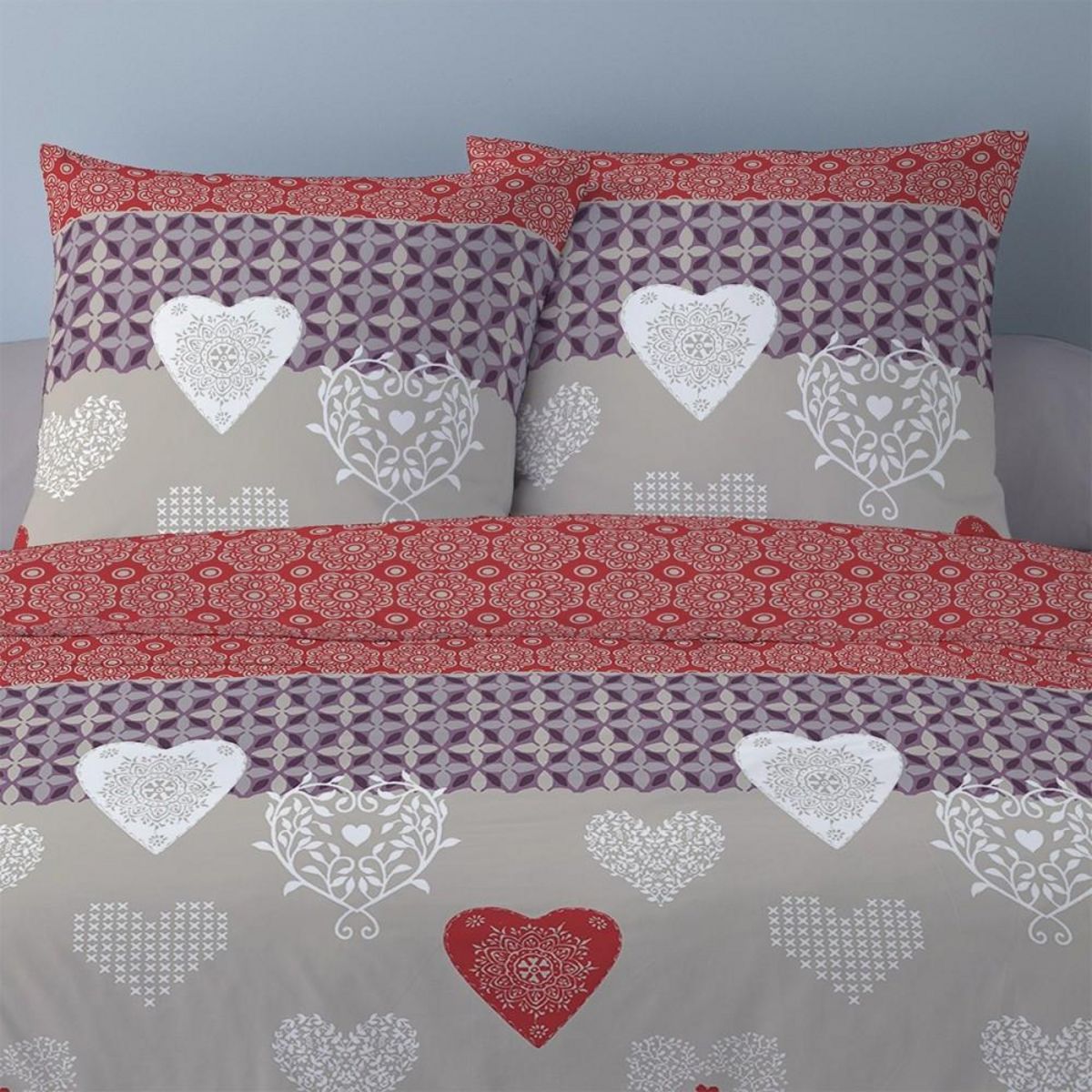 Dourev Housse de couette 260x240 Naty + 2 taies coton flanelle