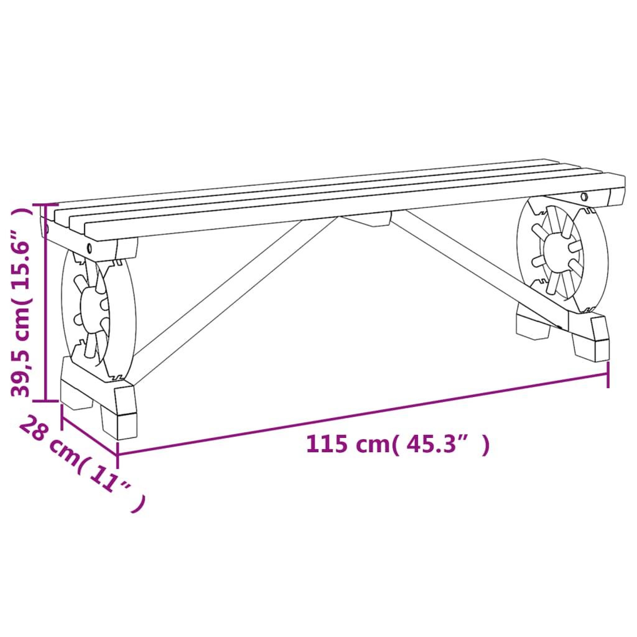 Voir la diapositive 6 : VIDAXL Banc de jardin 115 cm bois de sapin massif