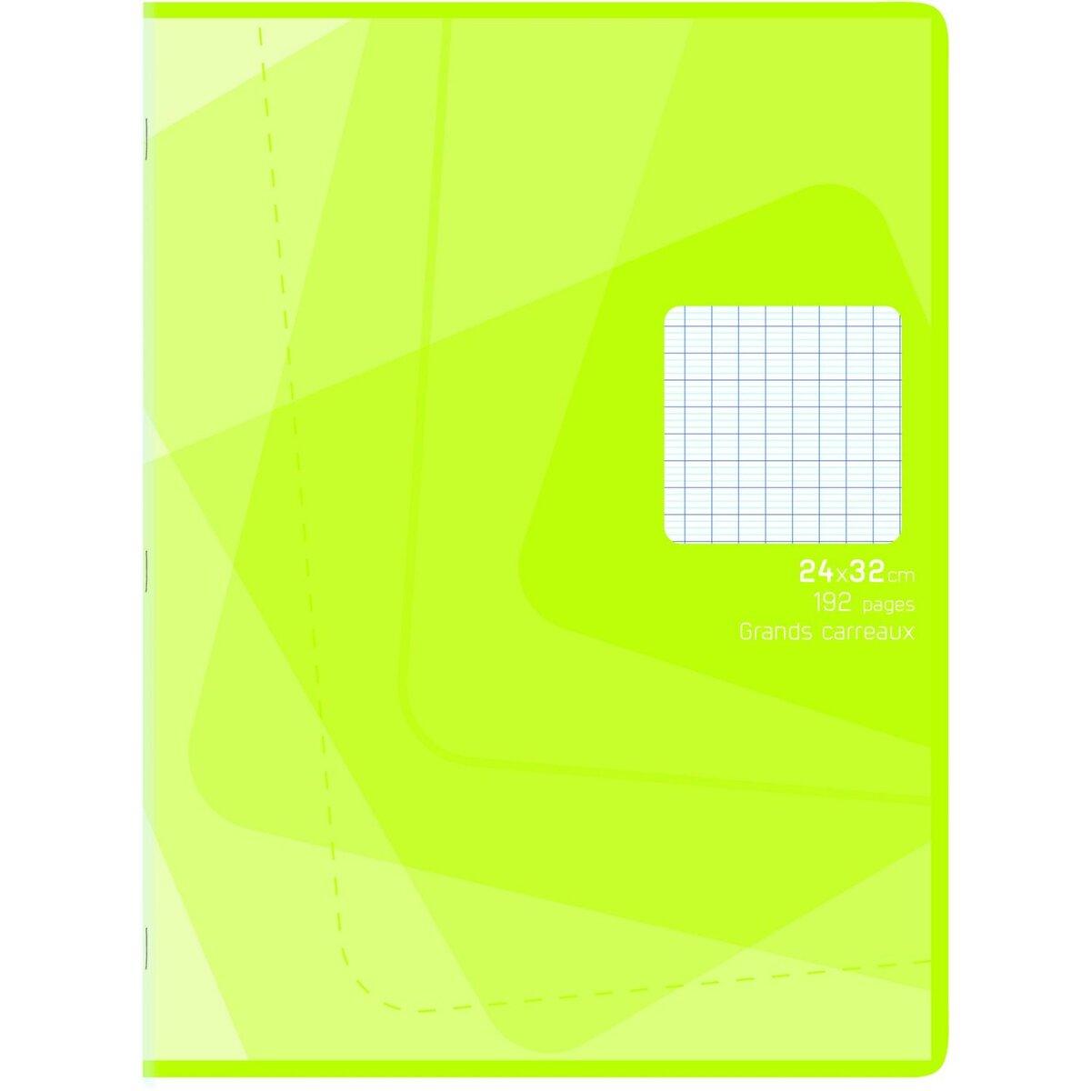 AUCHAN Cahier piqué 24x32cm 192 pages grands carreaux Seyes vert motif carrés
